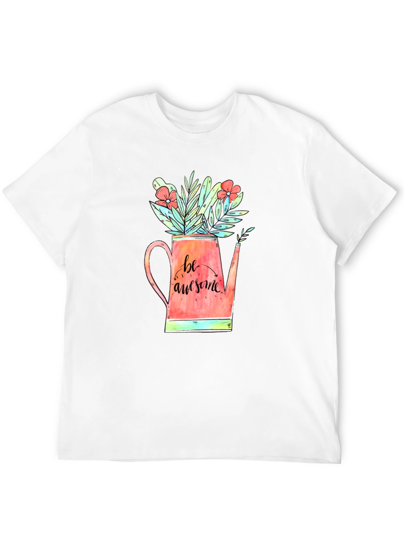Be Awesome Floral Watering Can Graphic Tee
