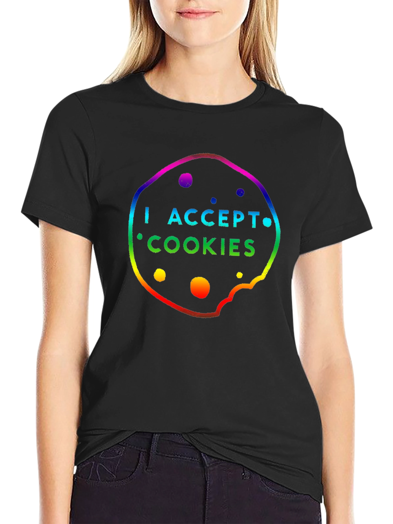 I Accept Cookies Rainbow T-Shirt Novelty Tech Geek Shirt