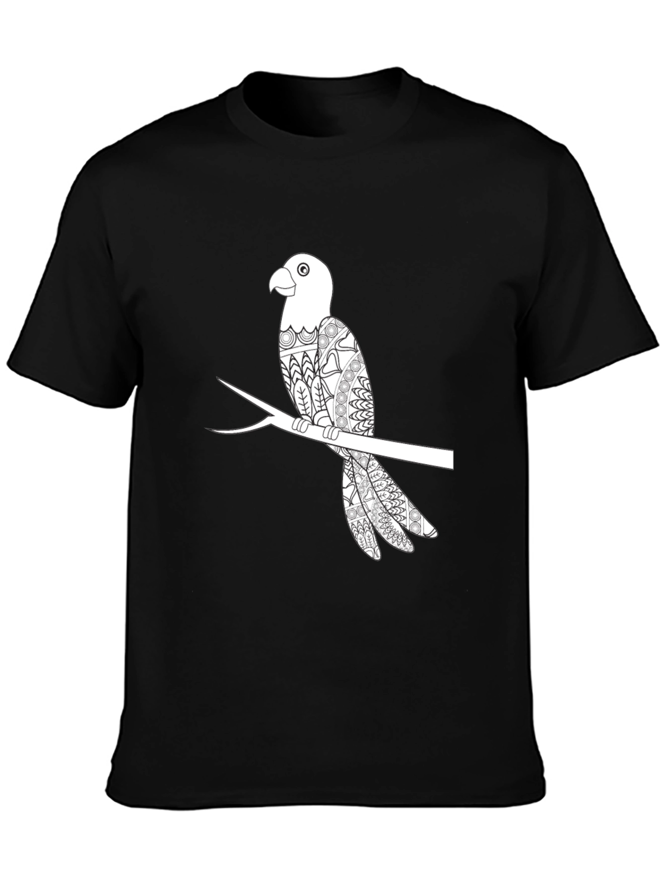 Mens Black Parrot Graphic T-Shirt