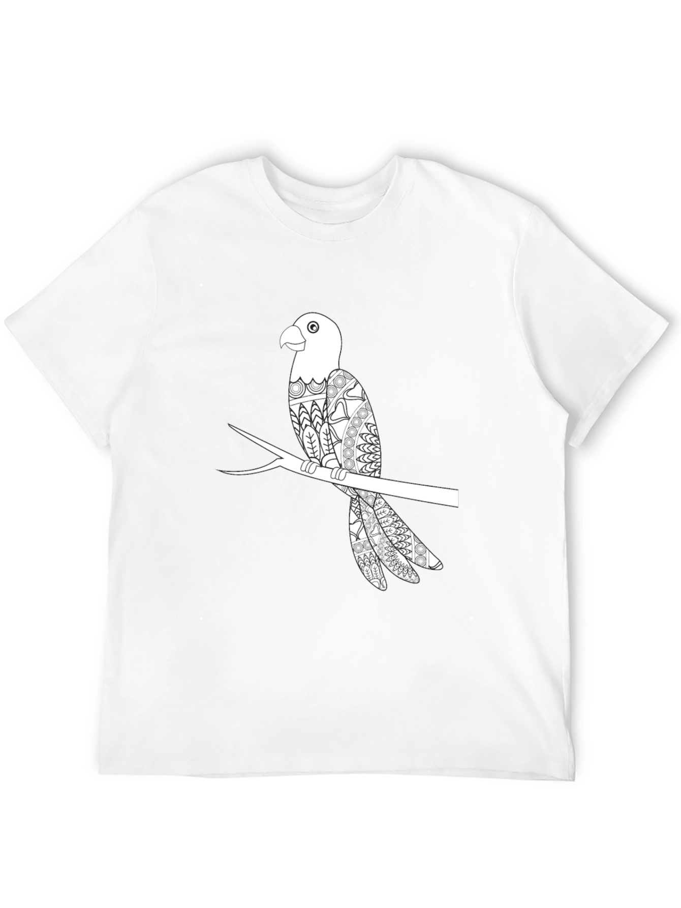 Mens Black Parrot Graphic T-Shirt