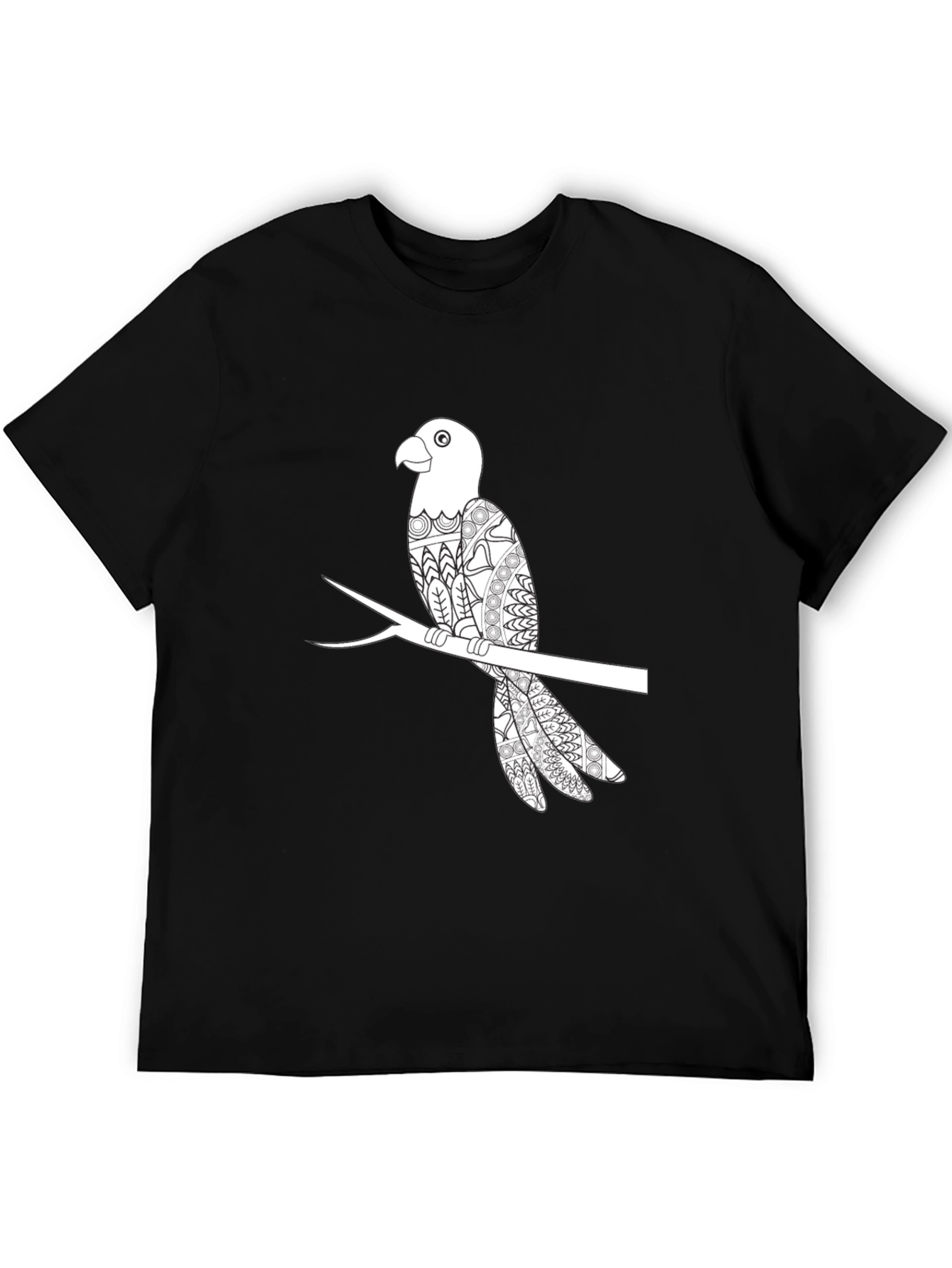 Mens Black Parrot Graphic T-Shirt