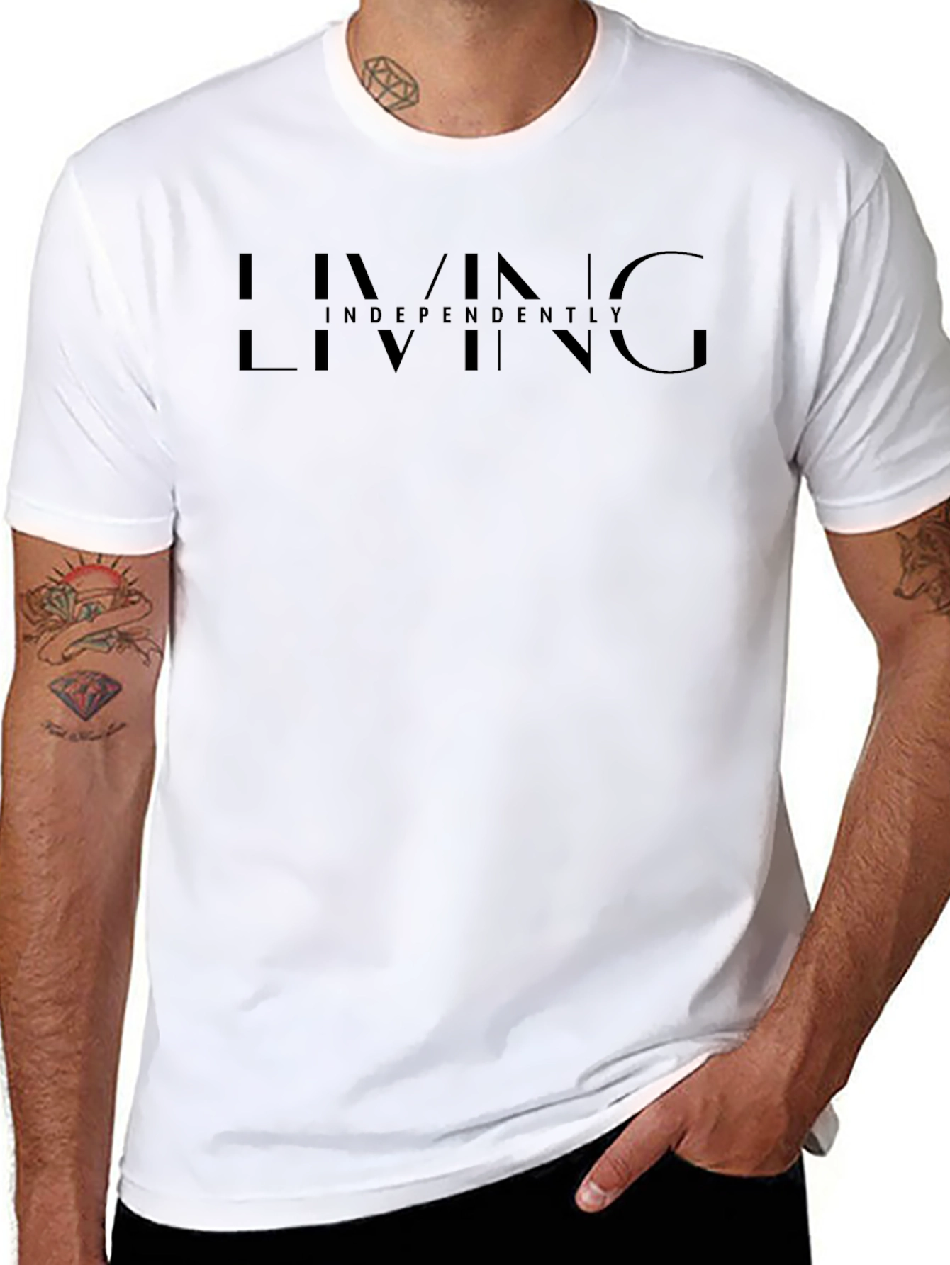 Living Independently Black Graphic Tee Shirt