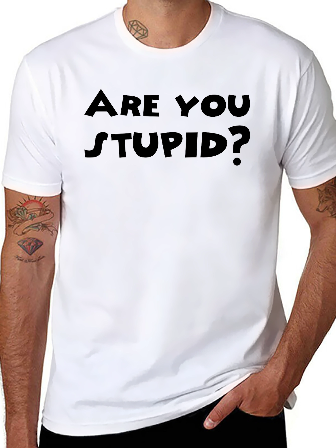 Are You Stupid? Funny Black T-Shirt