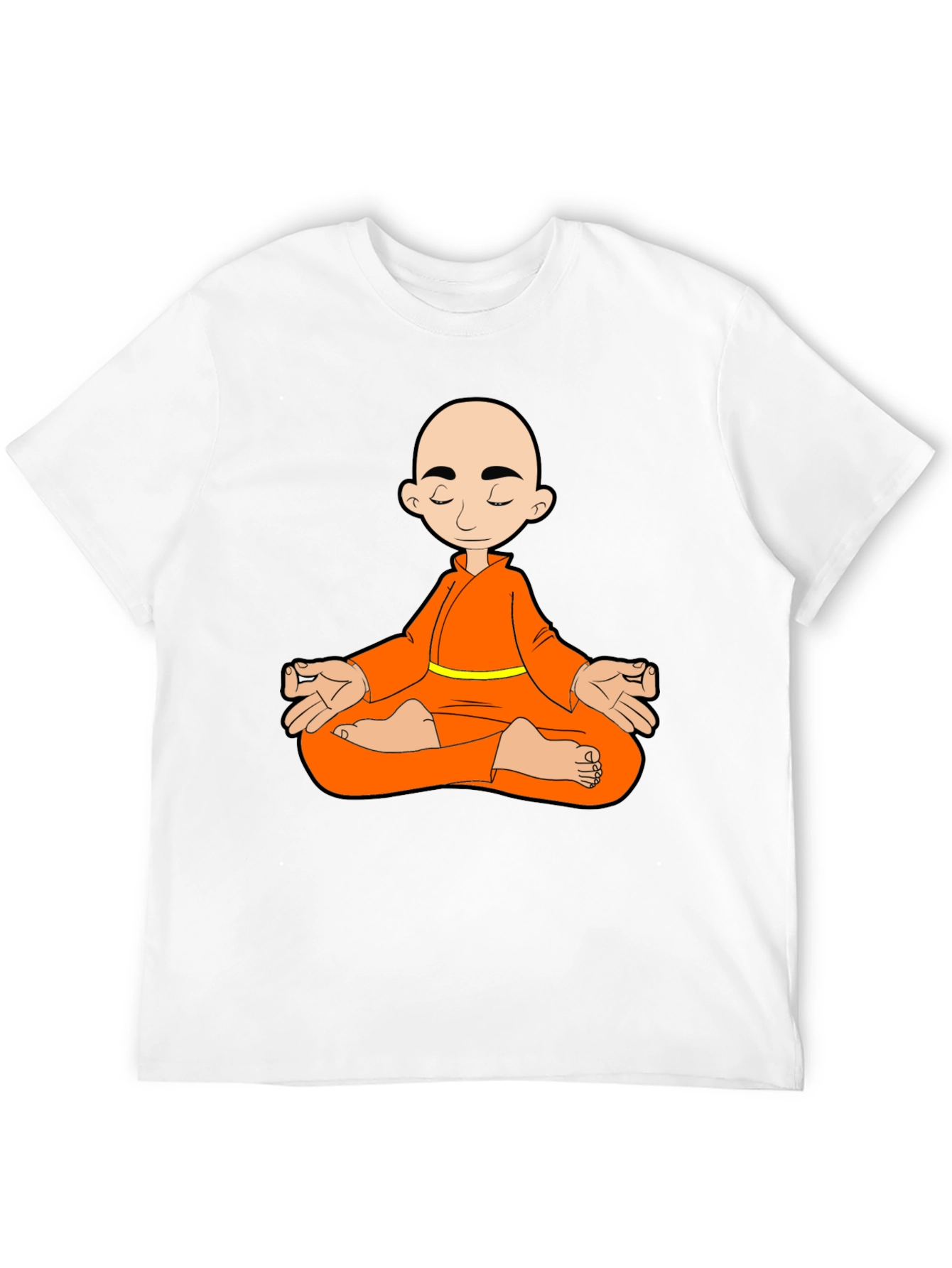 Meditating Monk Graphic T-Shirt - Black Cotton Blend