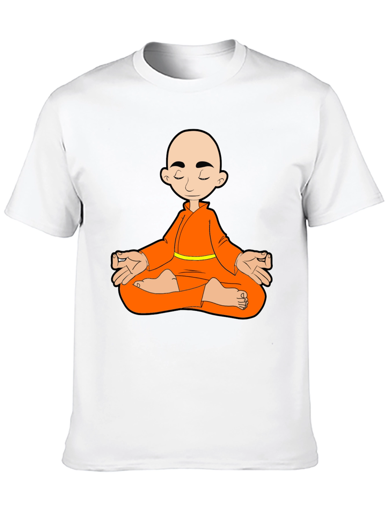 Meditating Monk Graphic T-Shirt - Black Cotton Blend