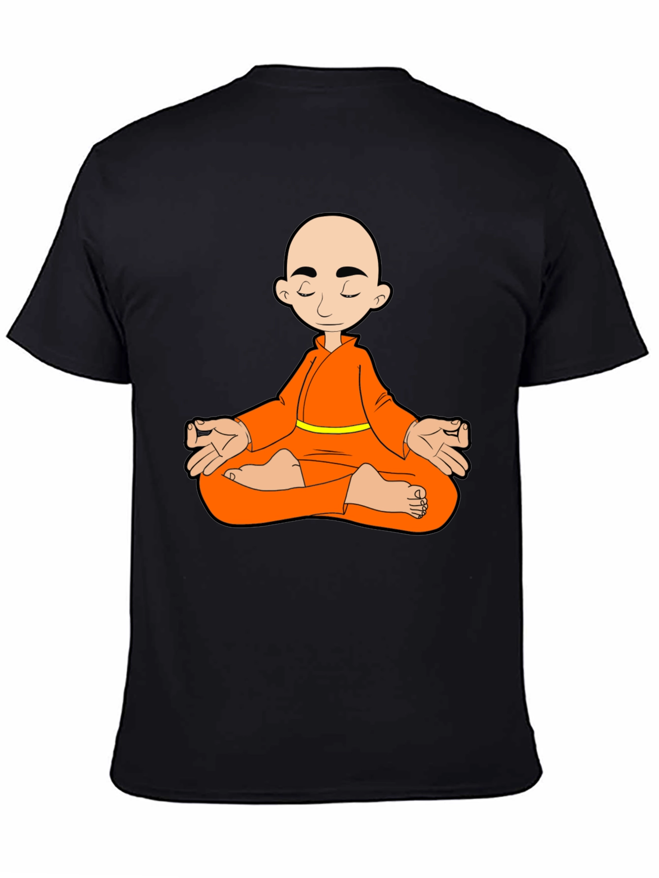 Meditating Monk Graphic T-Shirt - Black Cotton Blend