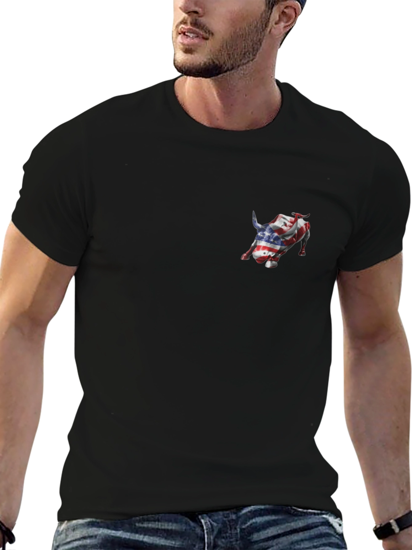 American Flag Bull Graphic Tee
