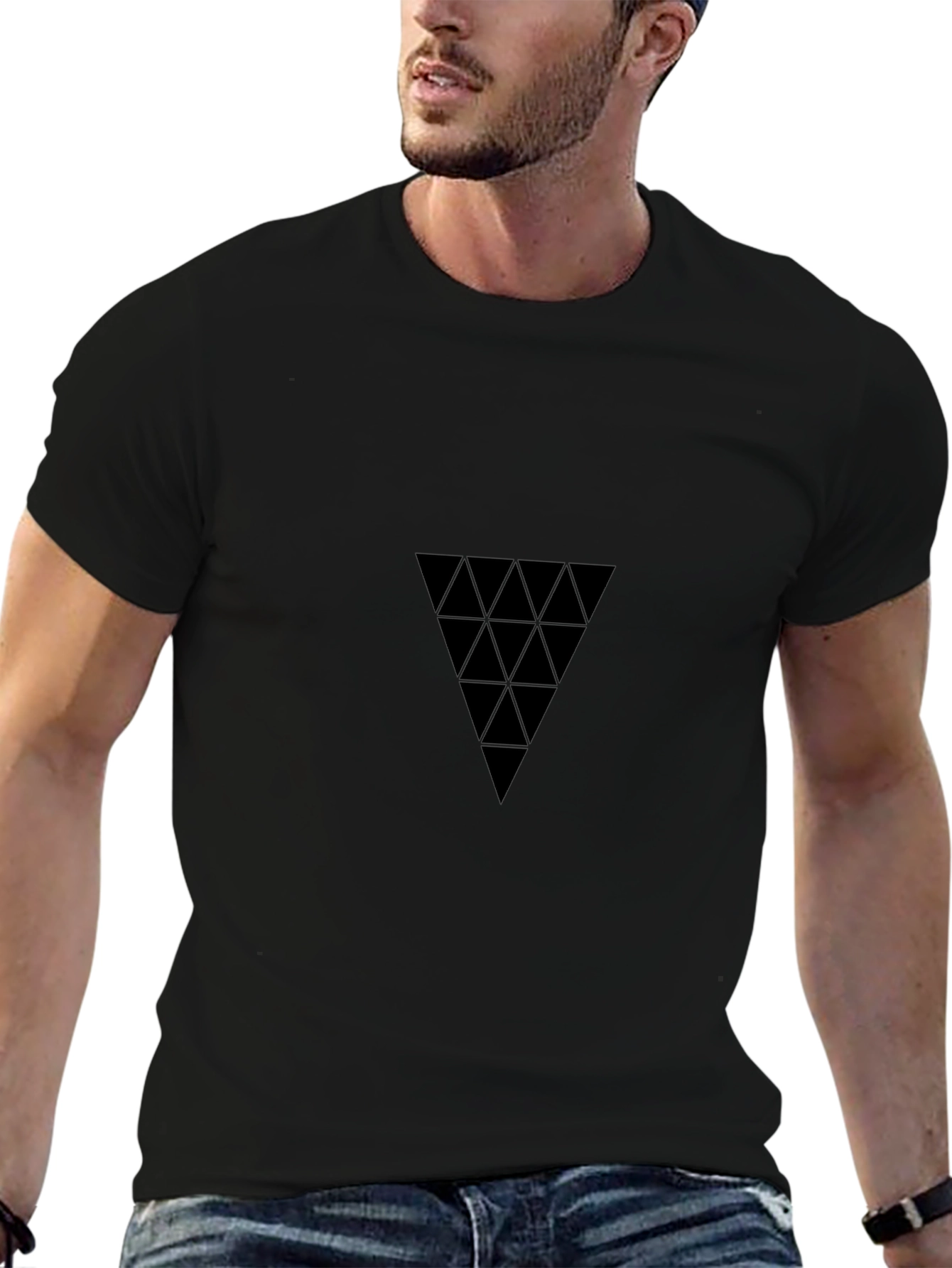 Geometric Triangle Black T-Shirt