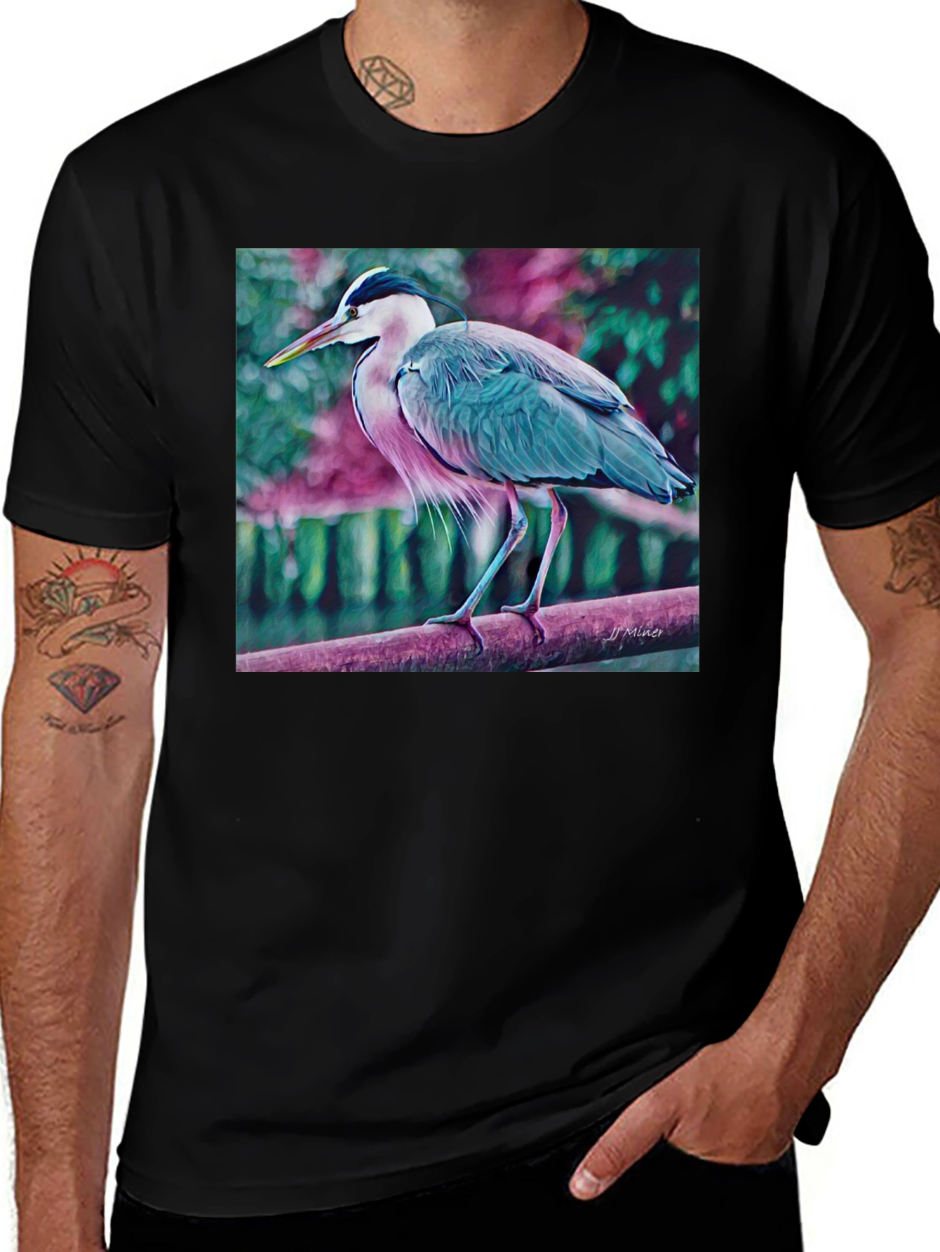 Heron Graphic T-Shirt - Nature Inspired Tee