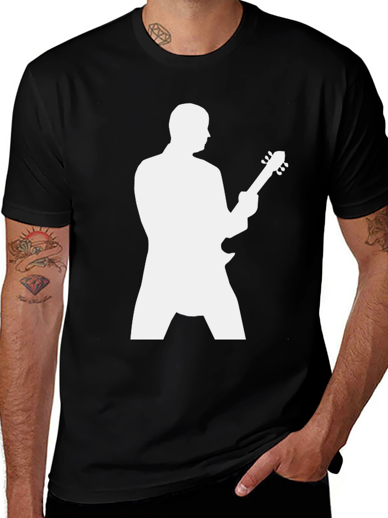 Guitarist Silhouette Graphic Black T-Shirt