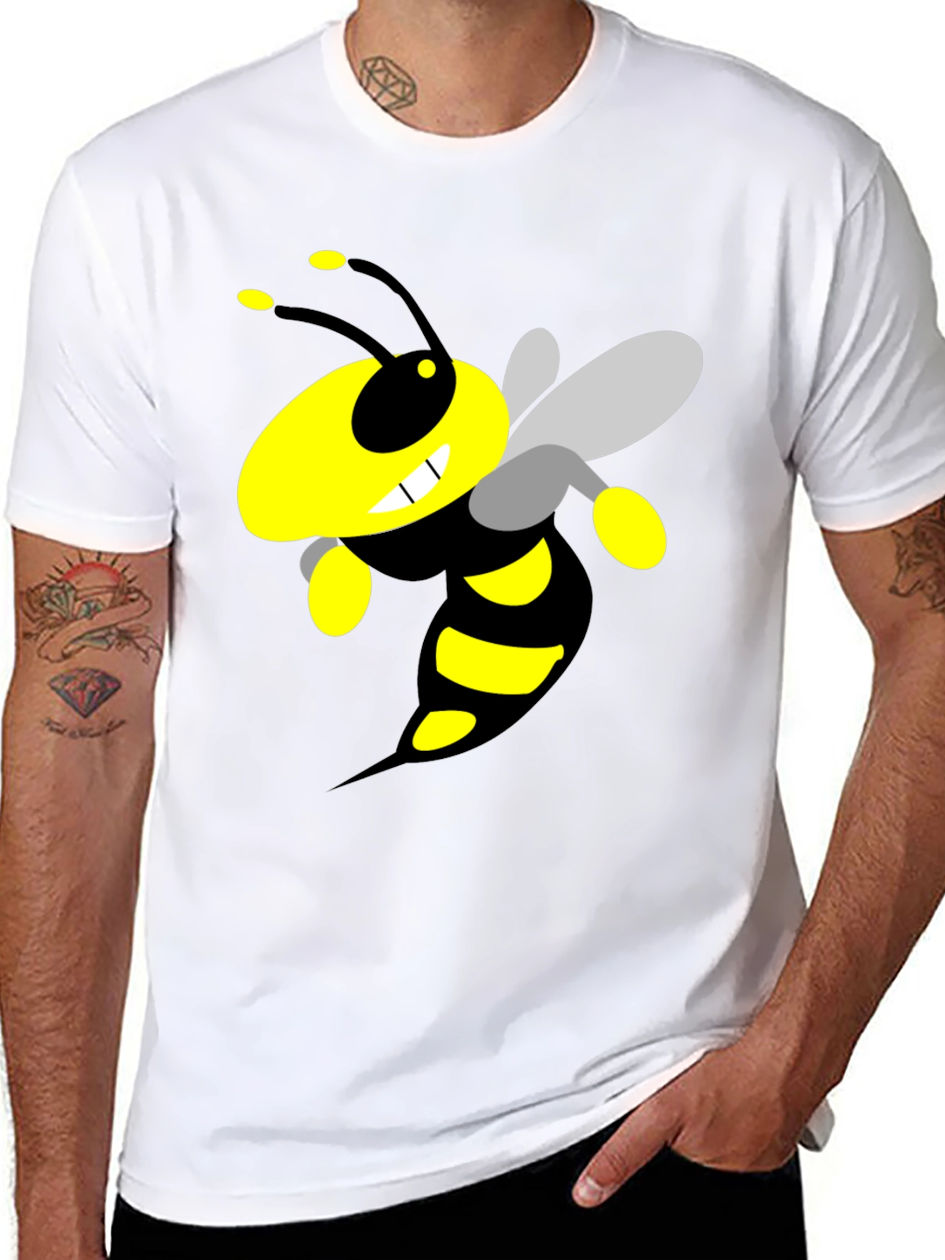 Cartoon Bee Graphic Black T-Shirt