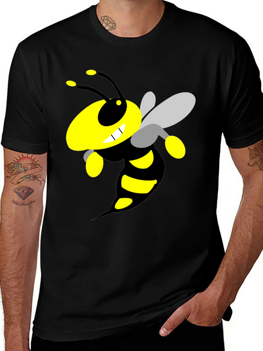 Cartoon Bee Graphic Black T-Shirt