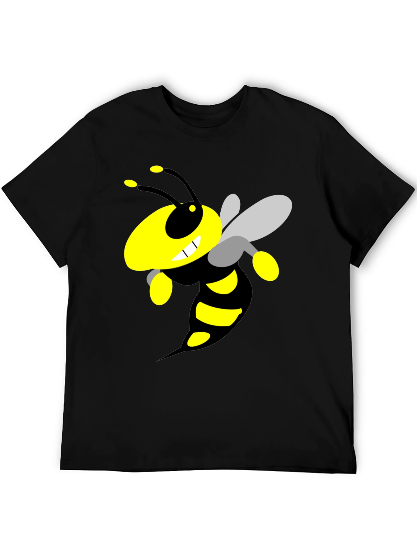 Cartoon Bee Graphic Black T-Shirt