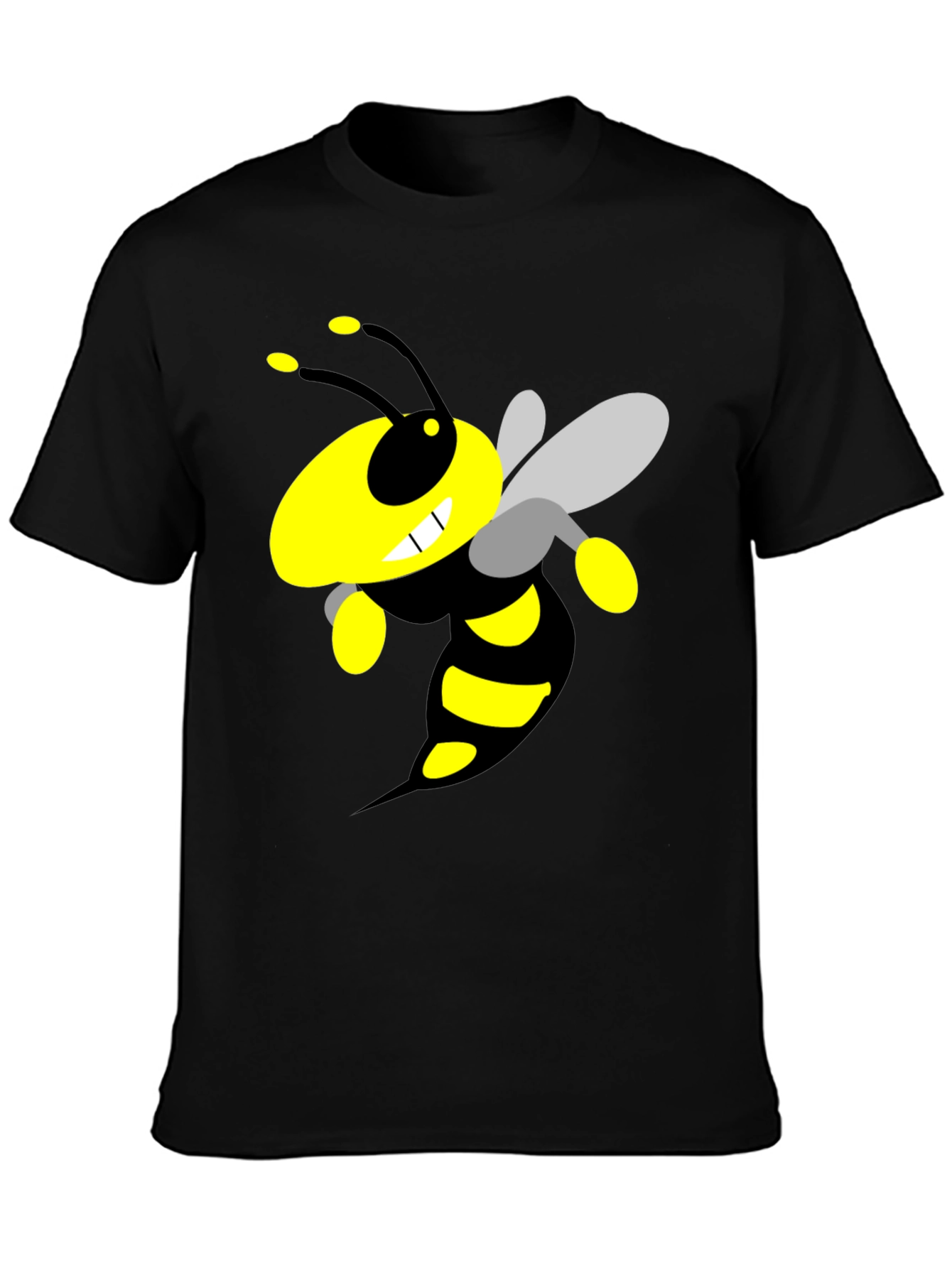 Cartoon Bee Graphic Black T-Shirt