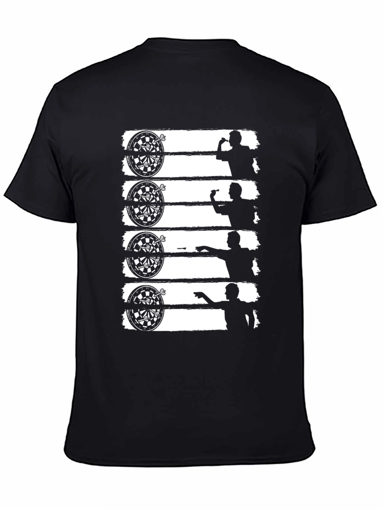 Darts Player Black T-Shirt Dartboard Silhouette Tee