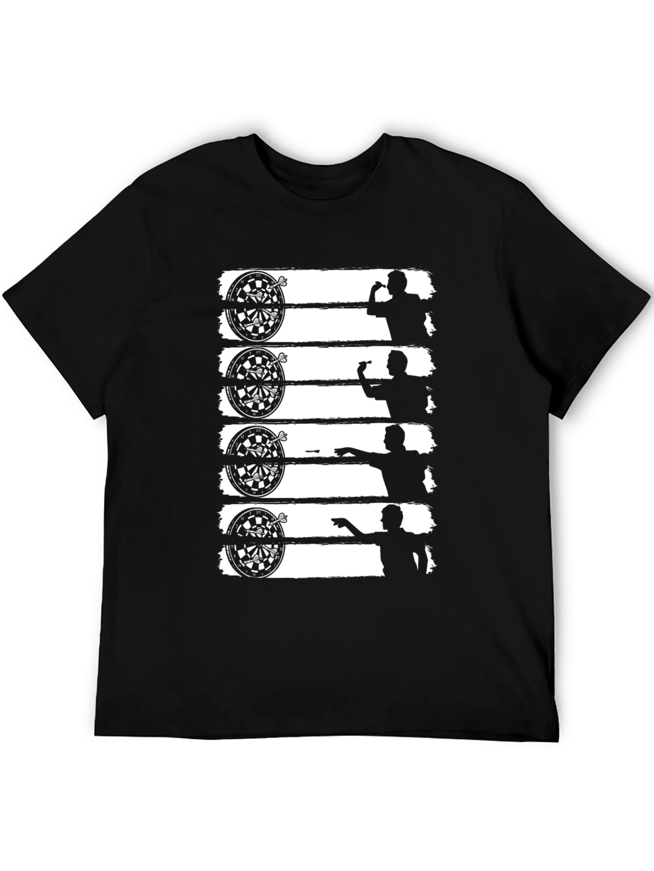 Darts Player Black T-Shirt Dartboard Silhouette Tee