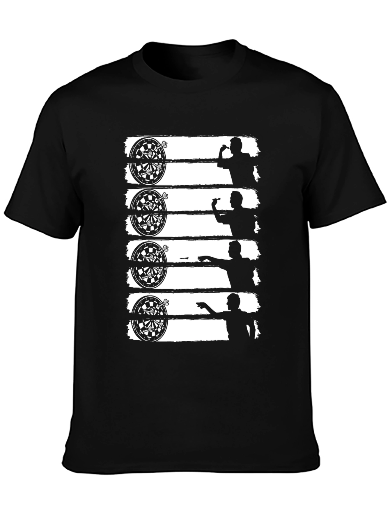 Darts Player Black T-Shirt Dartboard Silhouette Tee