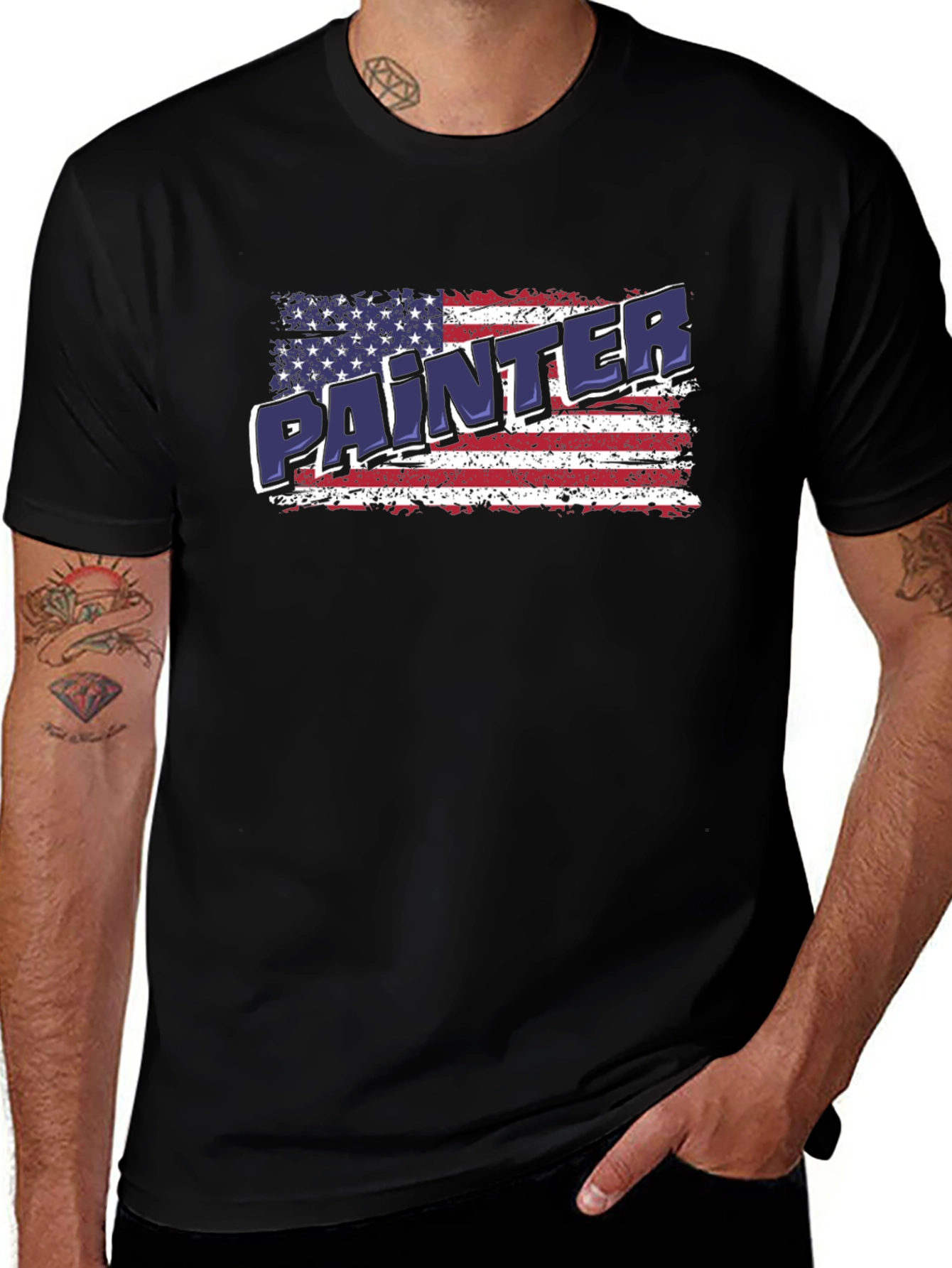 Painter American Flag Patriotic T-Shirt