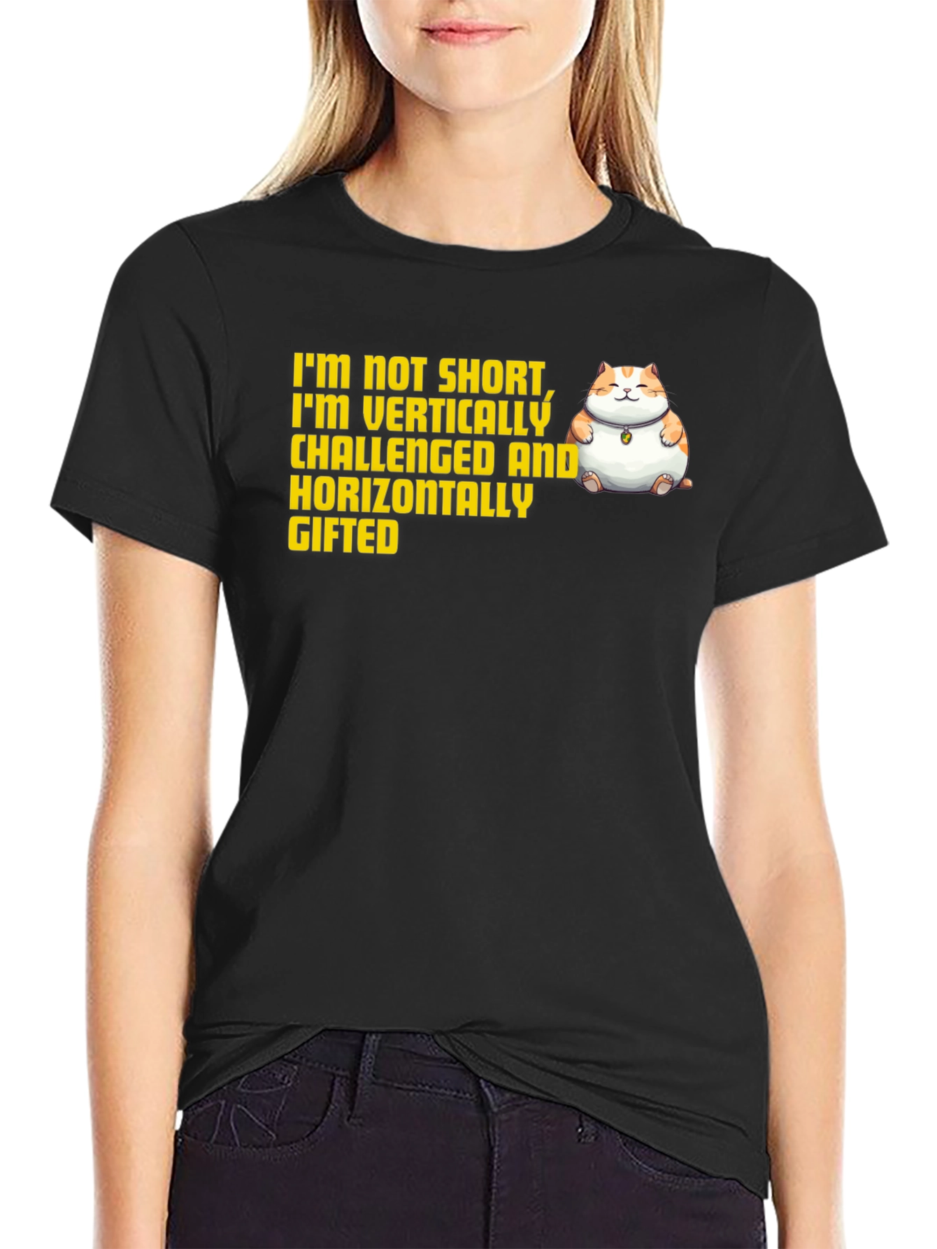 Funny Short and Gifted Cat Graphic T-Shirt