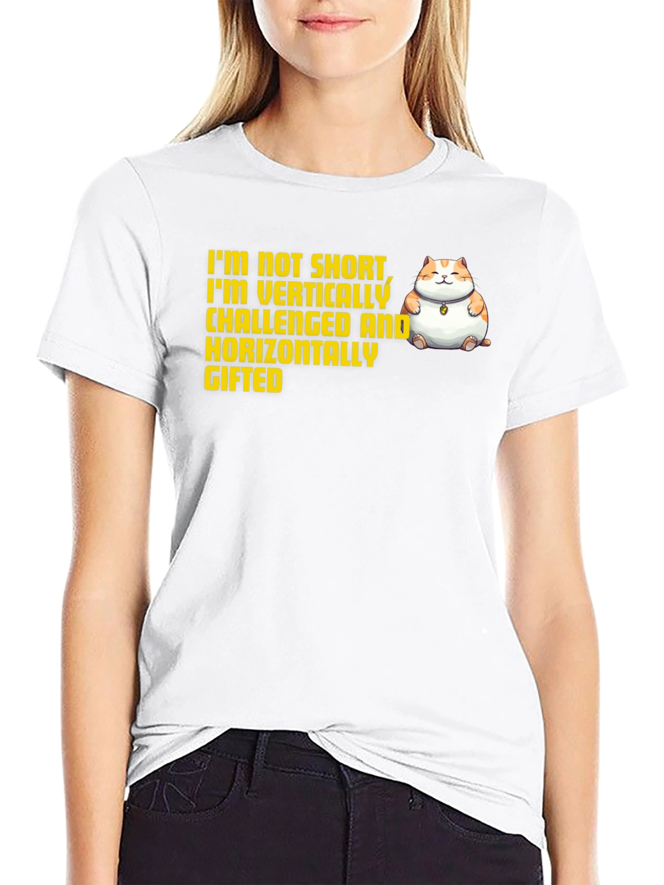 Funny Short and Gifted Cat Graphic T-Shirt