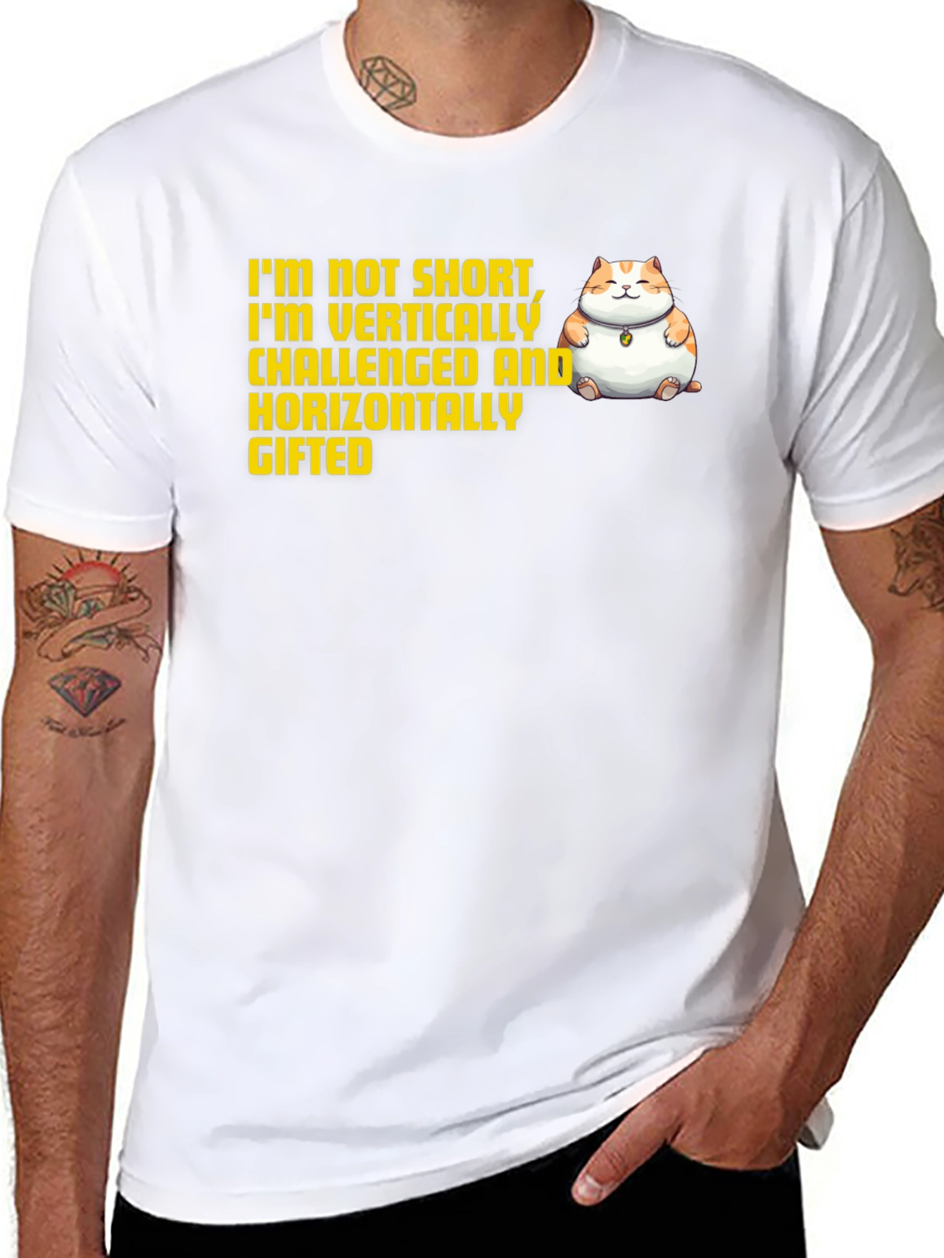 Funny Short and Gifted Cat Graphic T-Shirt