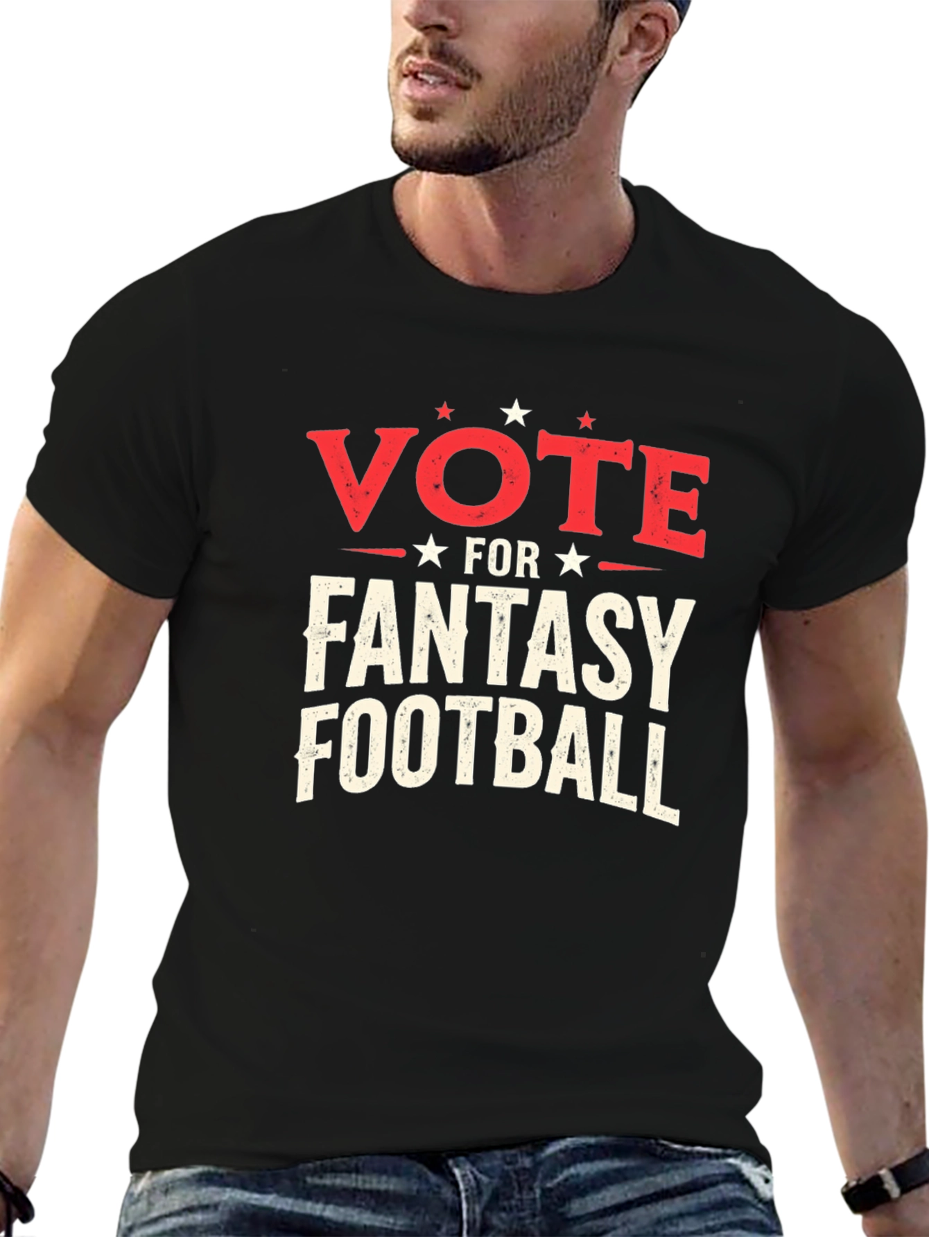 Vote Fantasy Football Black Graphic T-Shirt