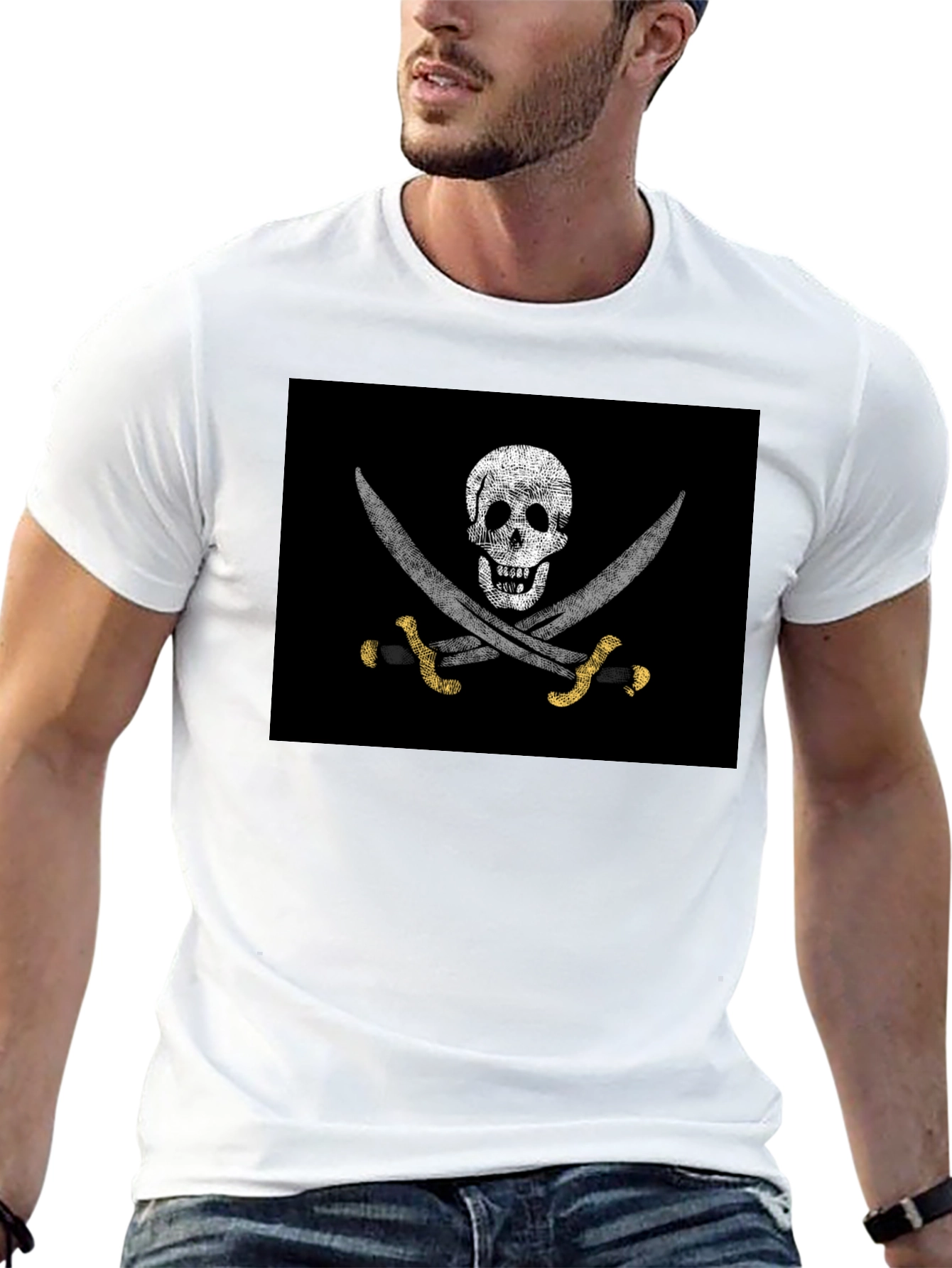 Pirate Skull & Swords Graphic T-Shirt - Black