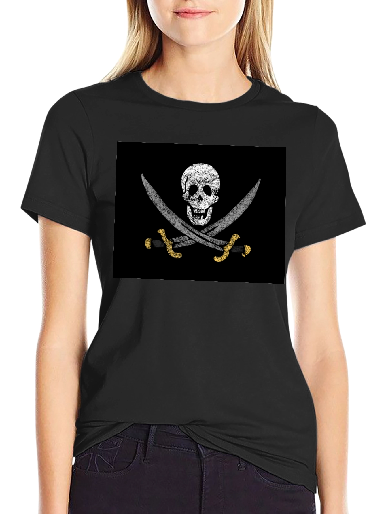 Pirate Skull & Swords Graphic T-Shirt - Black
