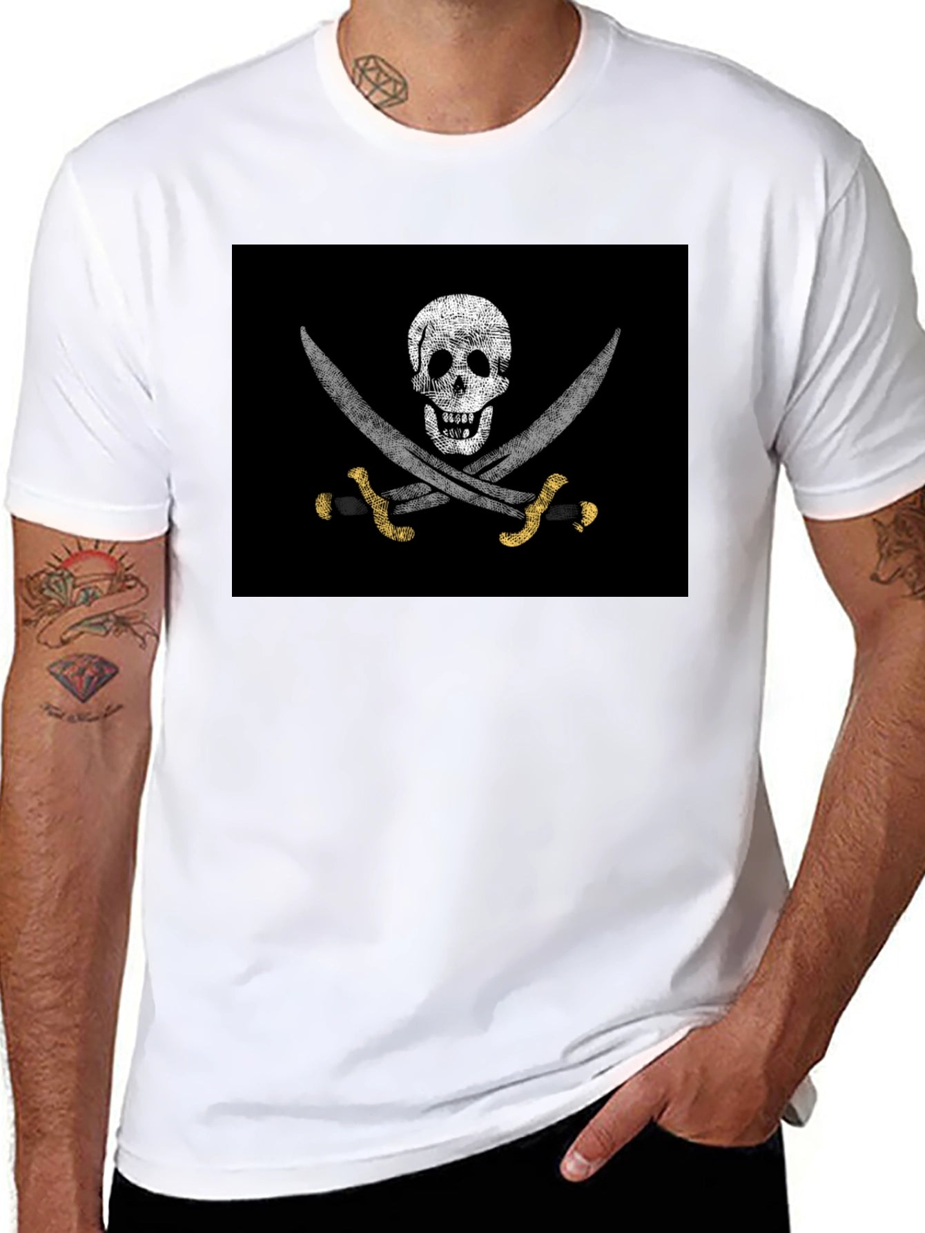 Pirate Skull & Swords Graphic T-Shirt - Black