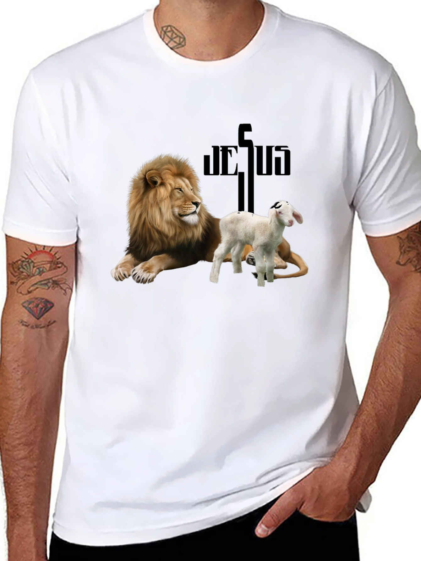 Lion and Lamb Graphic Tee - Religious Apparel