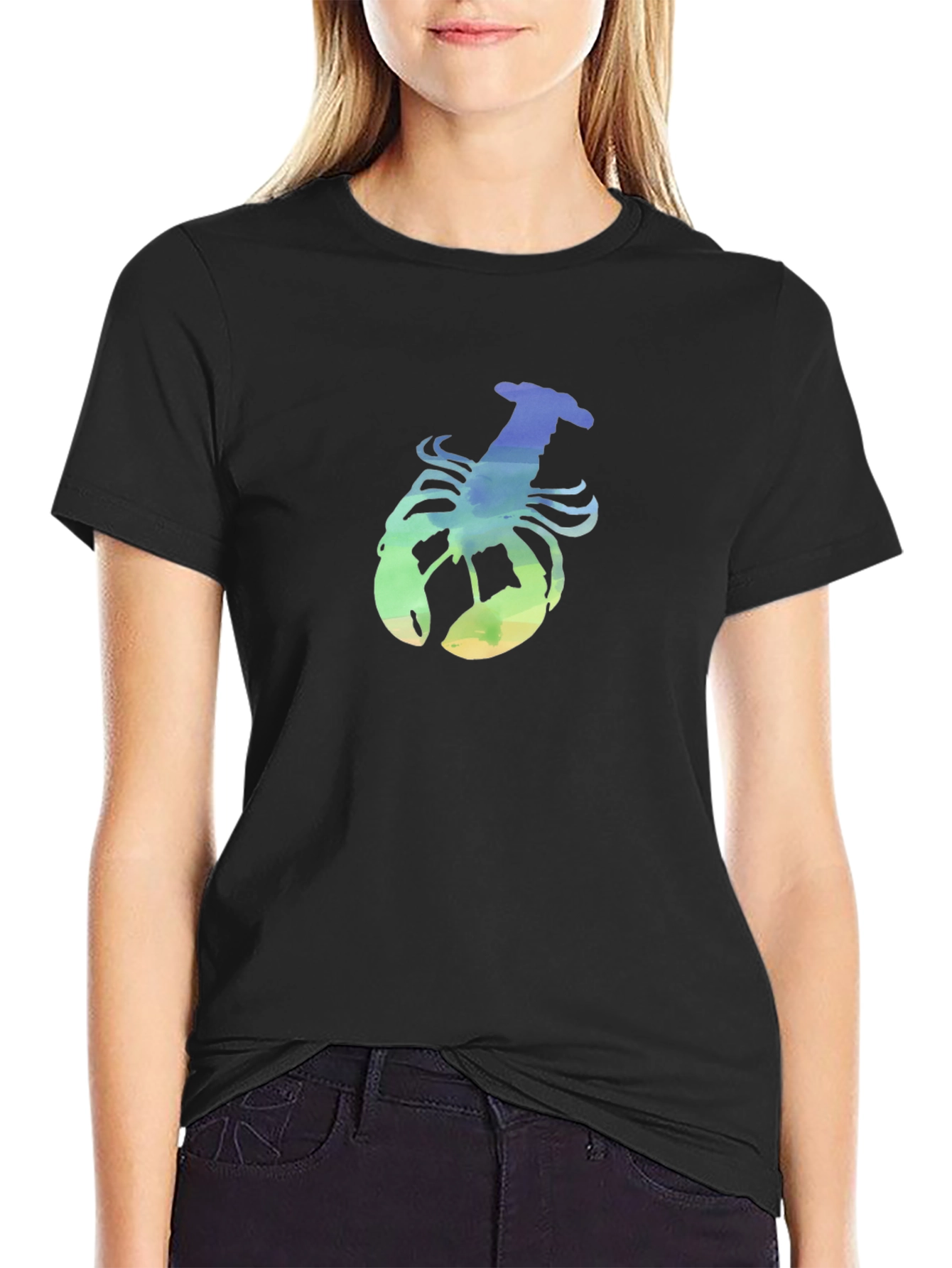 Lobster Graphic Black T-Shirt Casual Wear