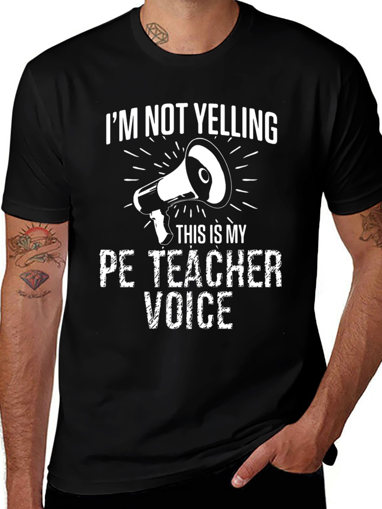 Funny PE Teacher T-Shirt - Im Not Yelling Voice