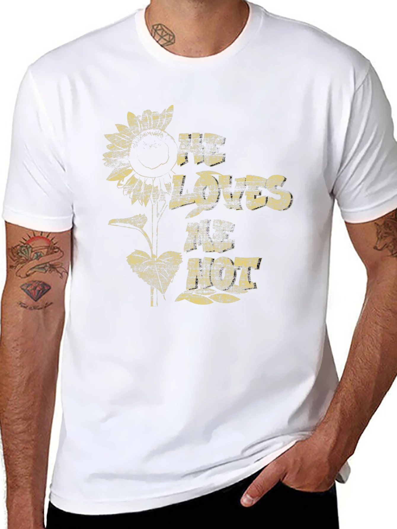 He Loves Me Not Sunflower Graphic T-Shirt
