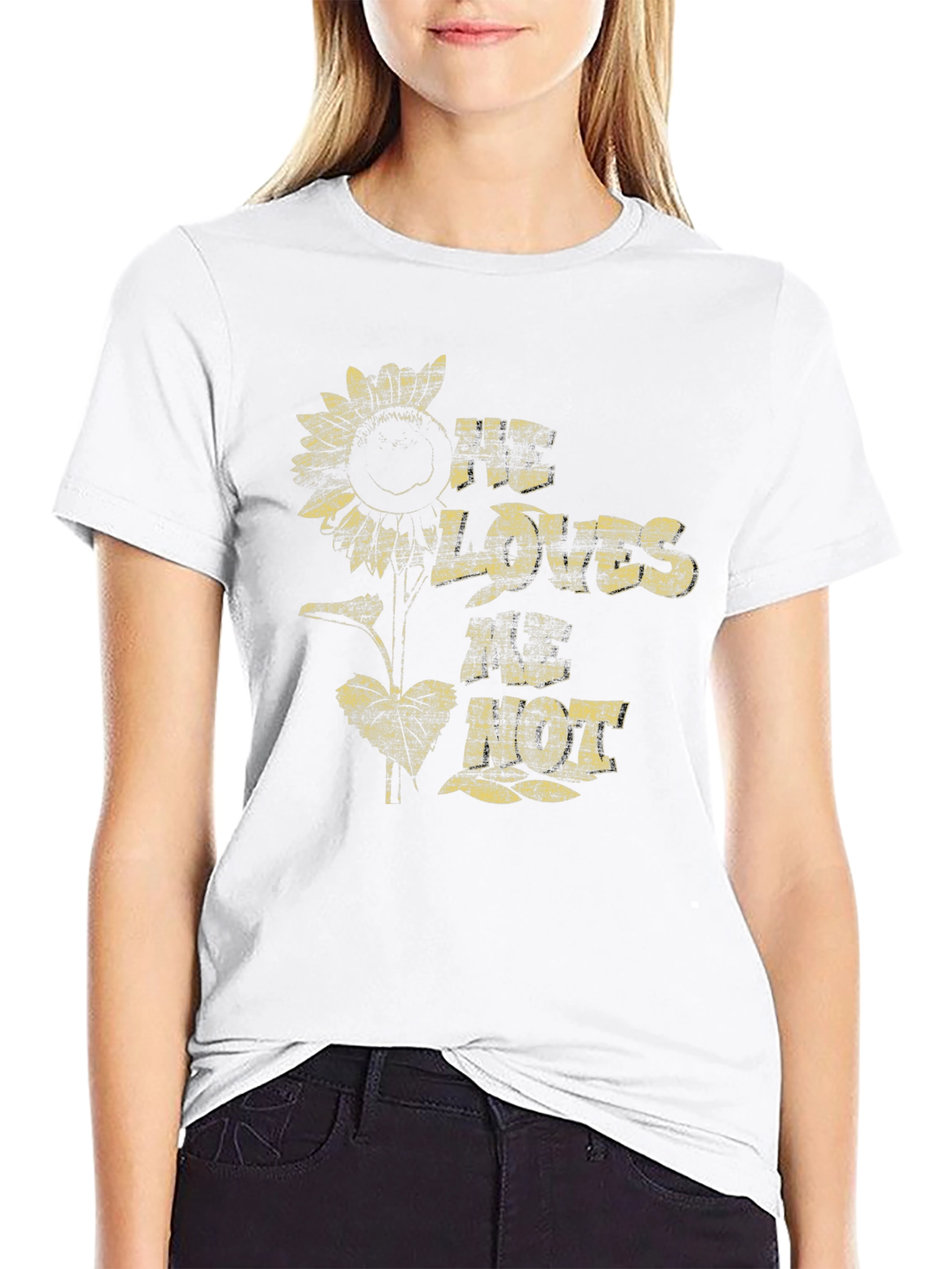 He Loves Me Not Sunflower Graphic T-Shirt