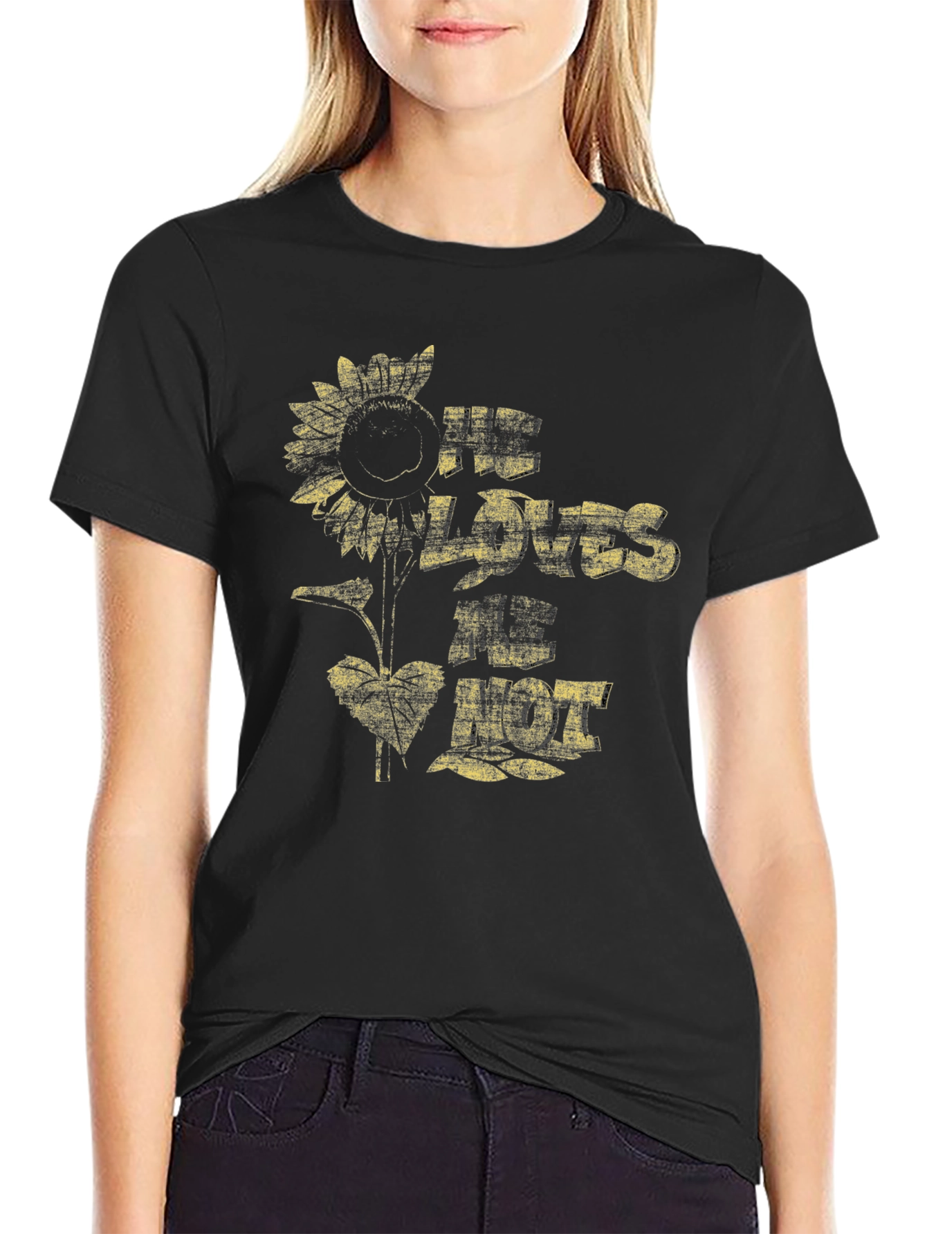 He Loves Me Not Sunflower Graphic T-Shirt
