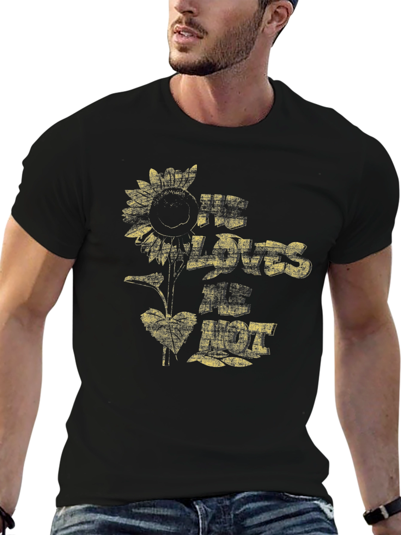 He Loves Me Not Sunflower Graphic T-Shirt
