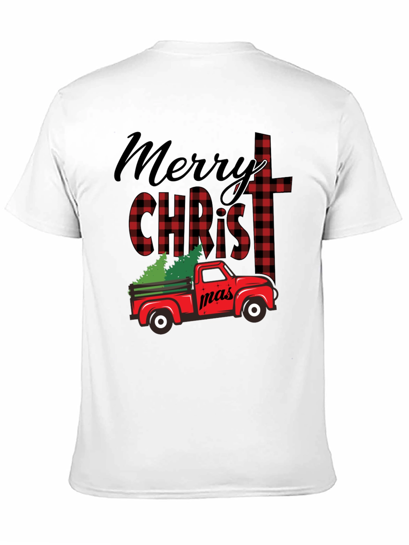 Merry Christmas Truck Buffalo Plaid T-Shirt