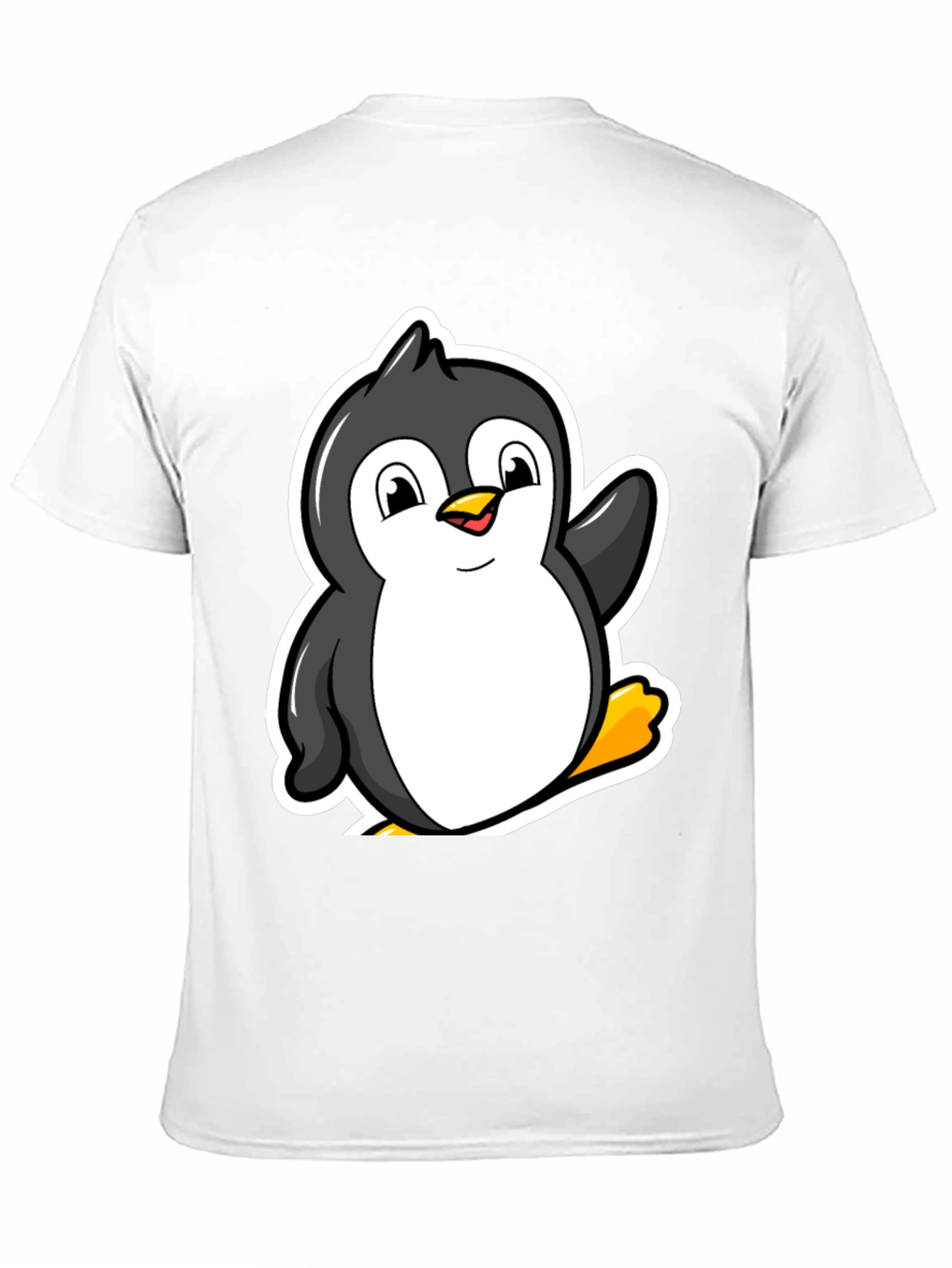 Cartoon Penguin Graphic T-Shirt - Black