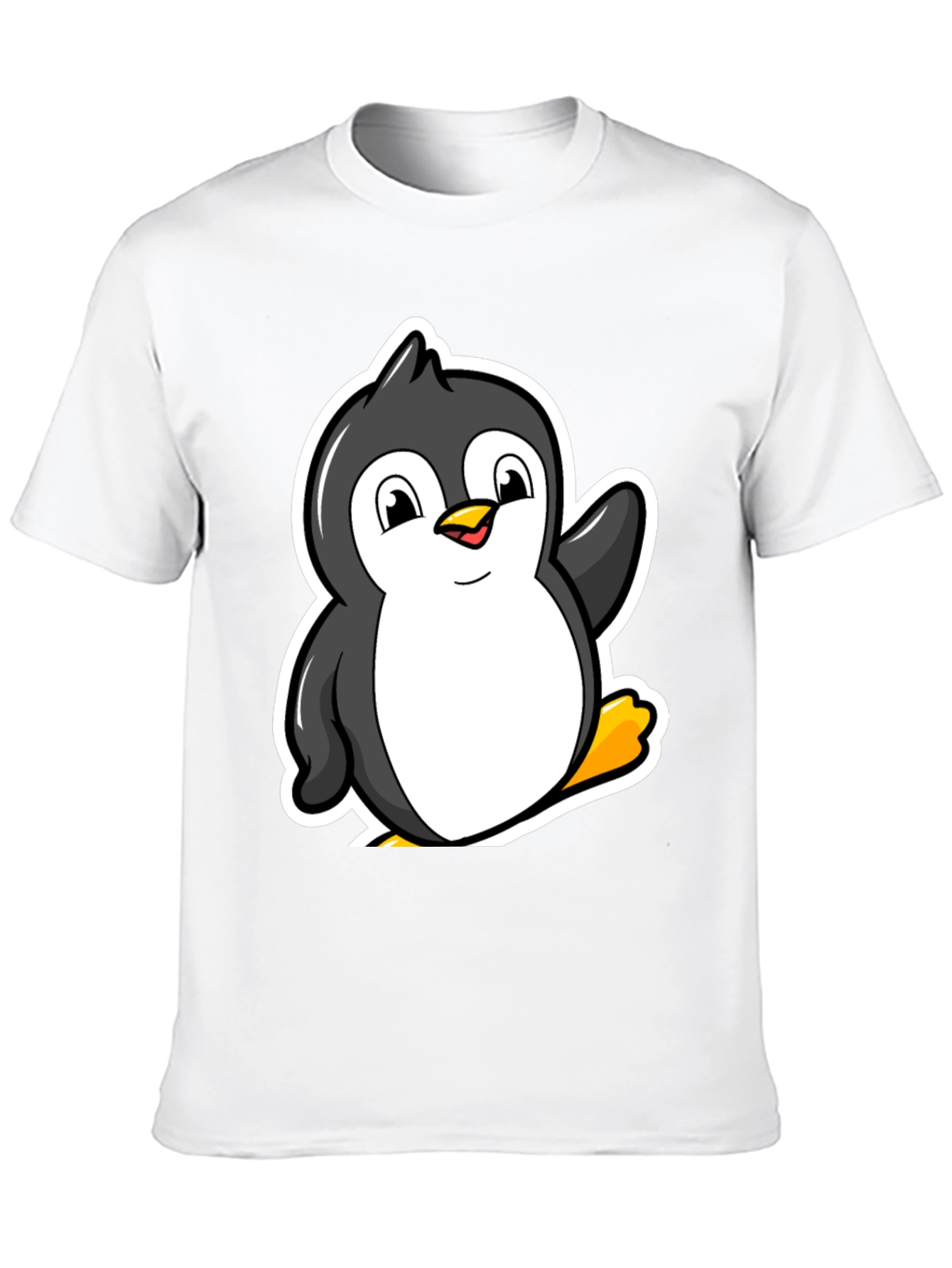 Cartoon Penguin Graphic T-Shirt - Black