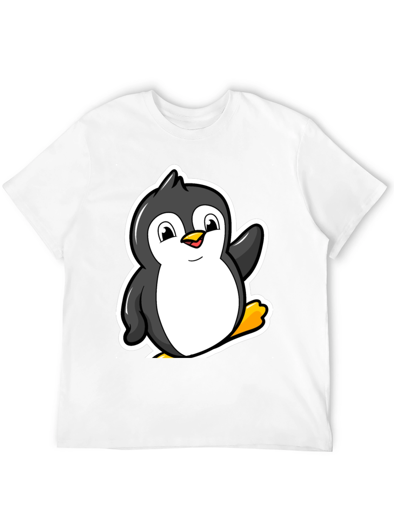 Cartoon Penguin Graphic T-Shirt - Black