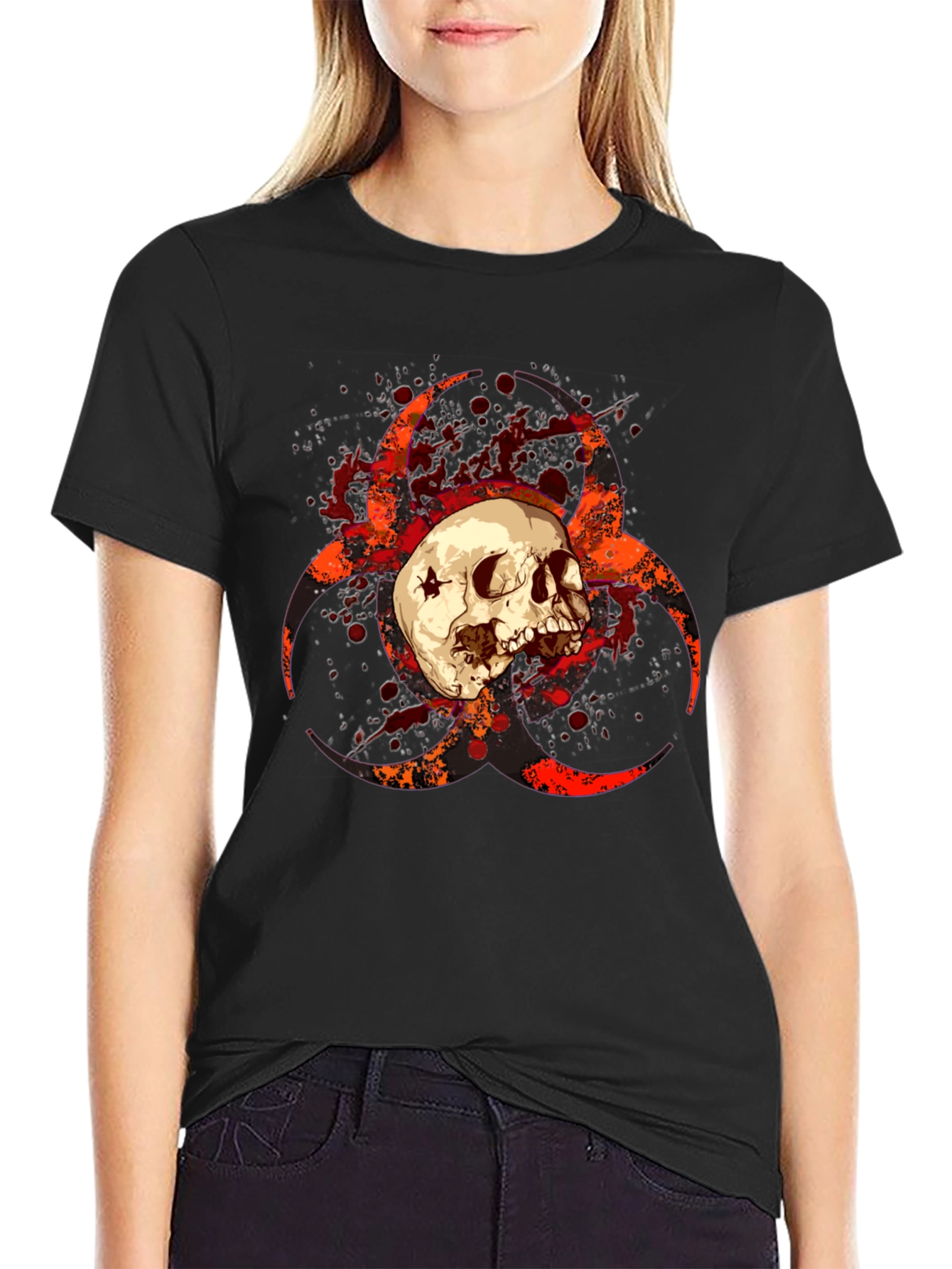 Biohazard Skull Graphic Tee - Bold Black T-Shirt