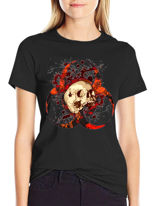 Biohazard Skull Graphic Tee - Bold Black T-Shirt