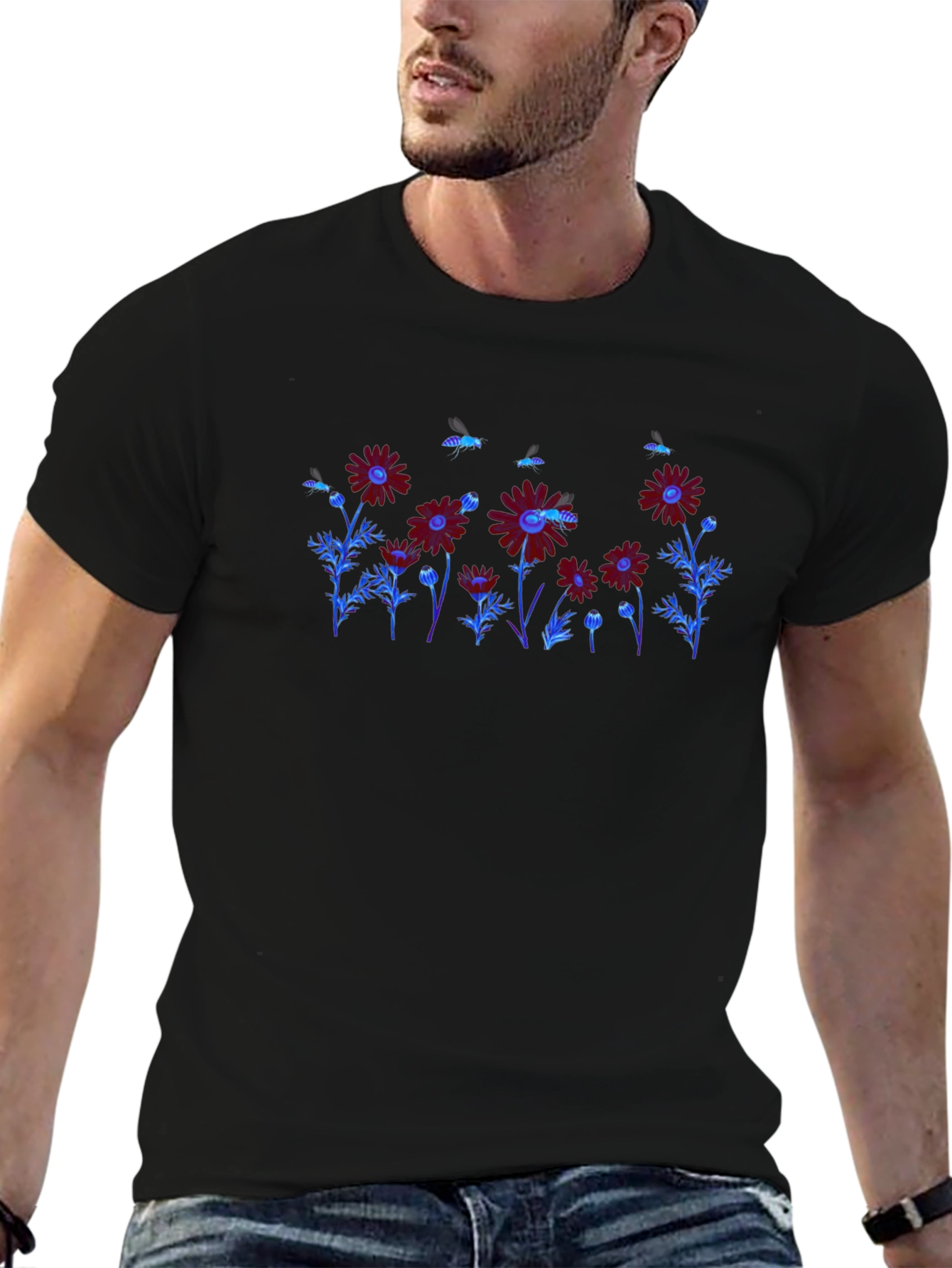 Floral Graphic Print Crew Neck T-Shirt