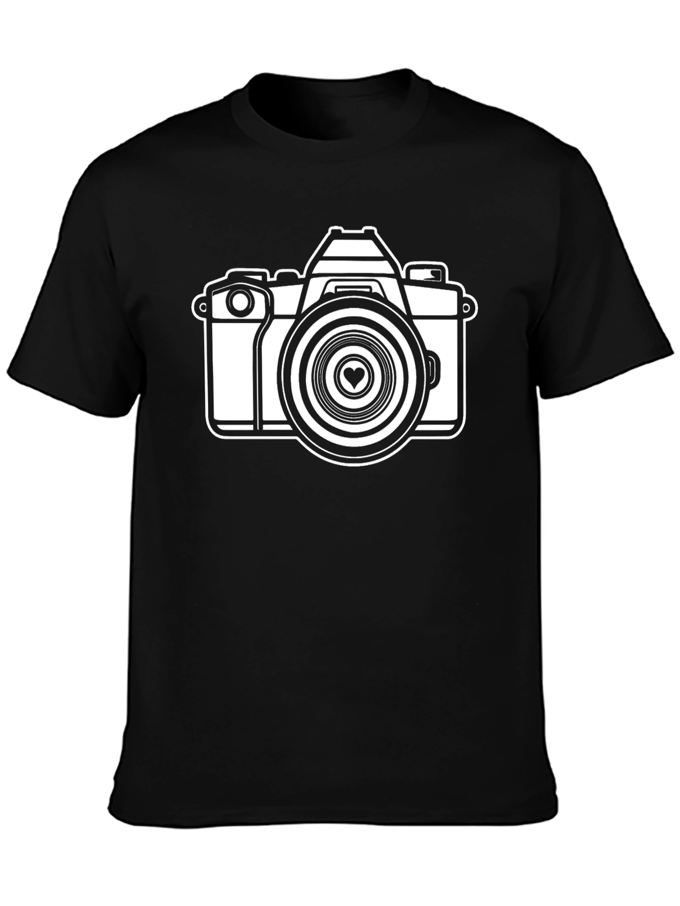 Retro Camera Graphic Tee - Black Cotton T-Shirt