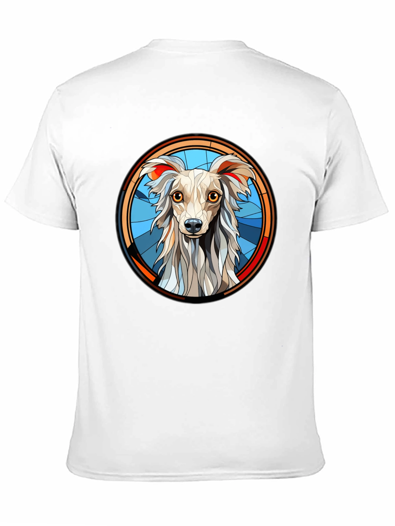Dog Graphic Tee Stained Glass Style Mens Black T-Shirt