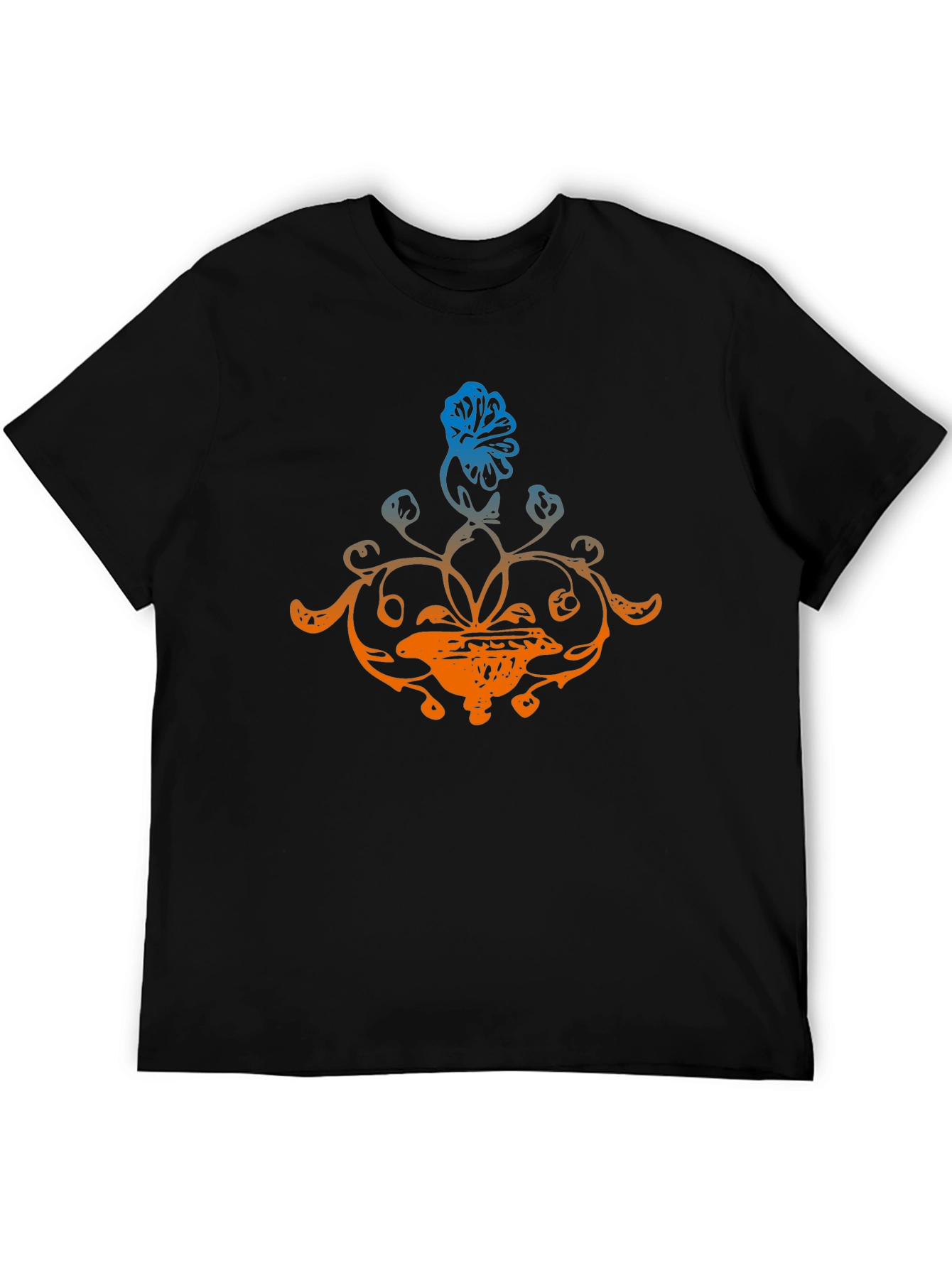 Floral Design Black T-Shirt