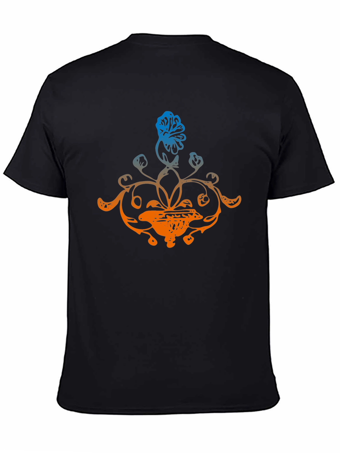 Floral Design Black T-Shirt