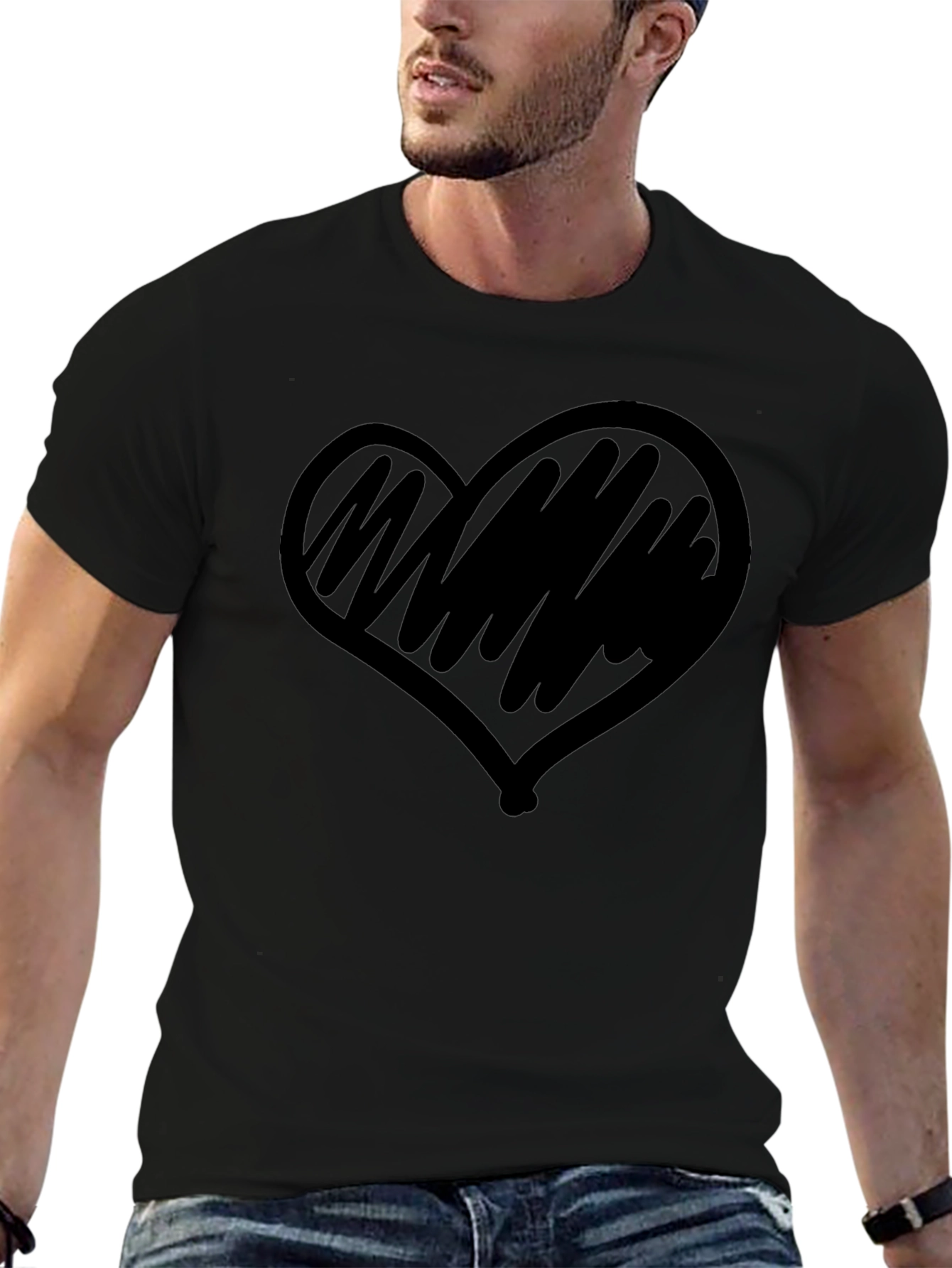 Heart Scribble Graphic Tee - Casual Style