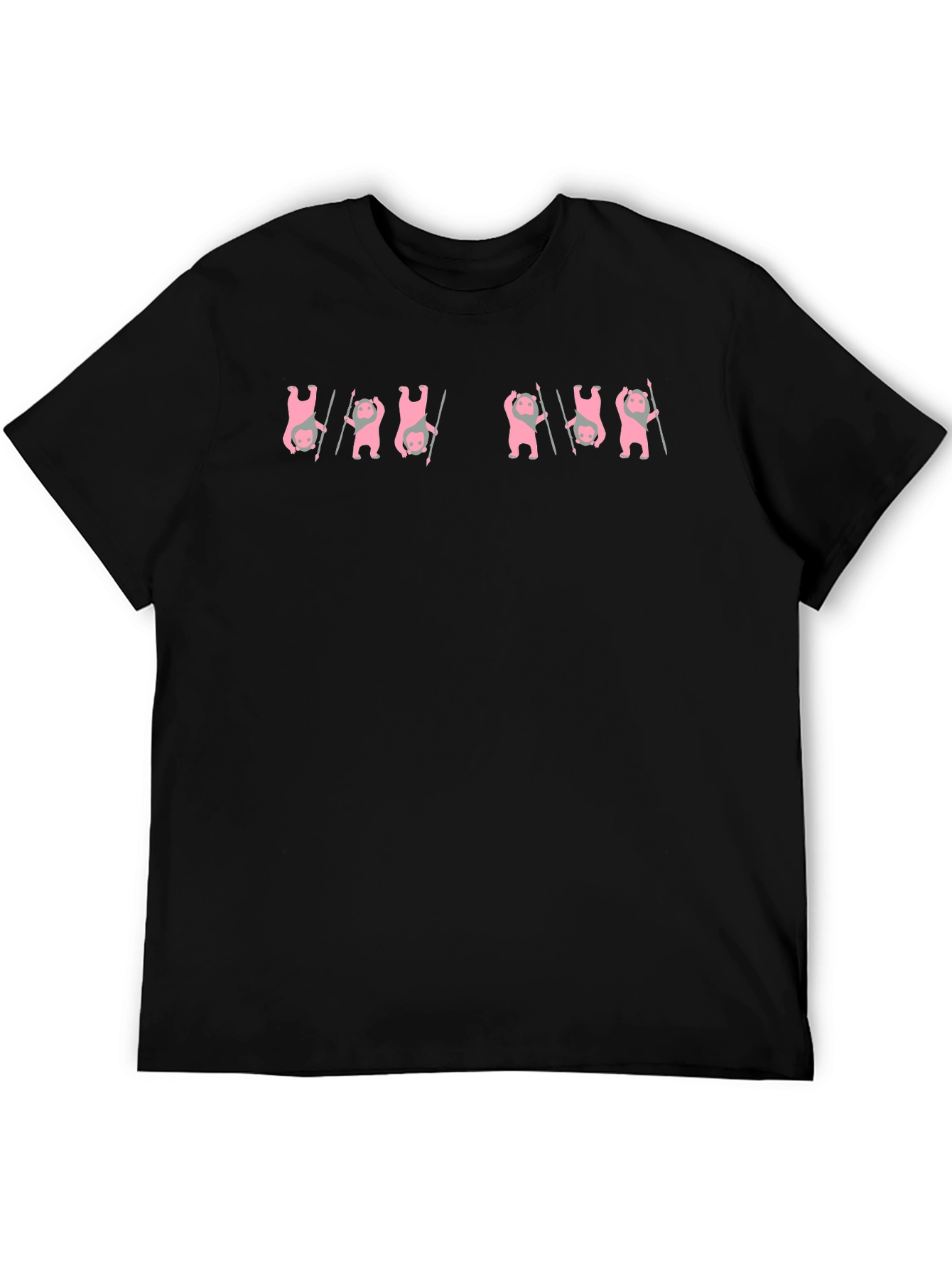 Unique Pink Bear Graphic Black T-Shirt