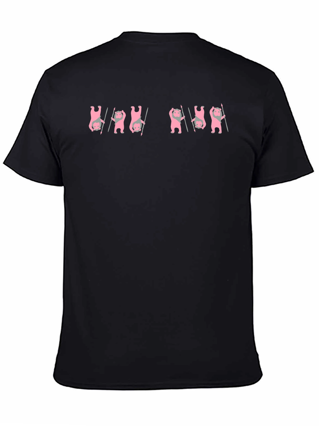 Unique Pink Bear Graphic Black T-Shirt